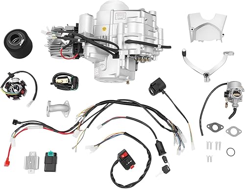 Miniatura 16 de TTOUOI Kit de Motor a Gas de 2 Tiempos de 49CC, Motor de Carreras Mini Refrigerado por Aire de Un Solo Cilindro con Piñón de 14 Dientes, Juego