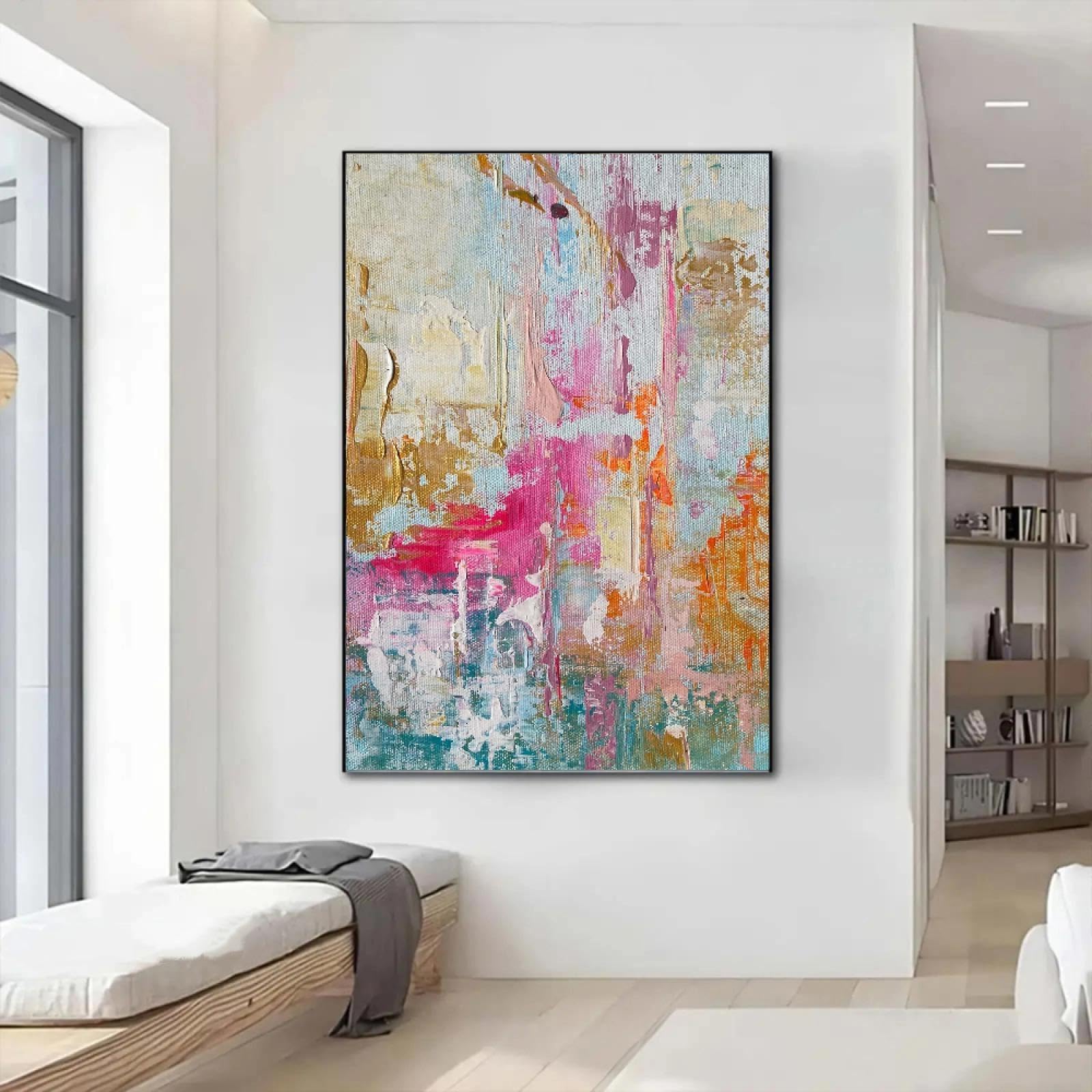 Leinwandbild Bunt Modern Kunstdruck 200x100 cm Küchebilder Abstrakt Panorama Bilder XXL Canvas Leinwand Bilder Groß Wandbilder Kunstdruck Wanddeko Bild auf Leinwand Ungerahmt