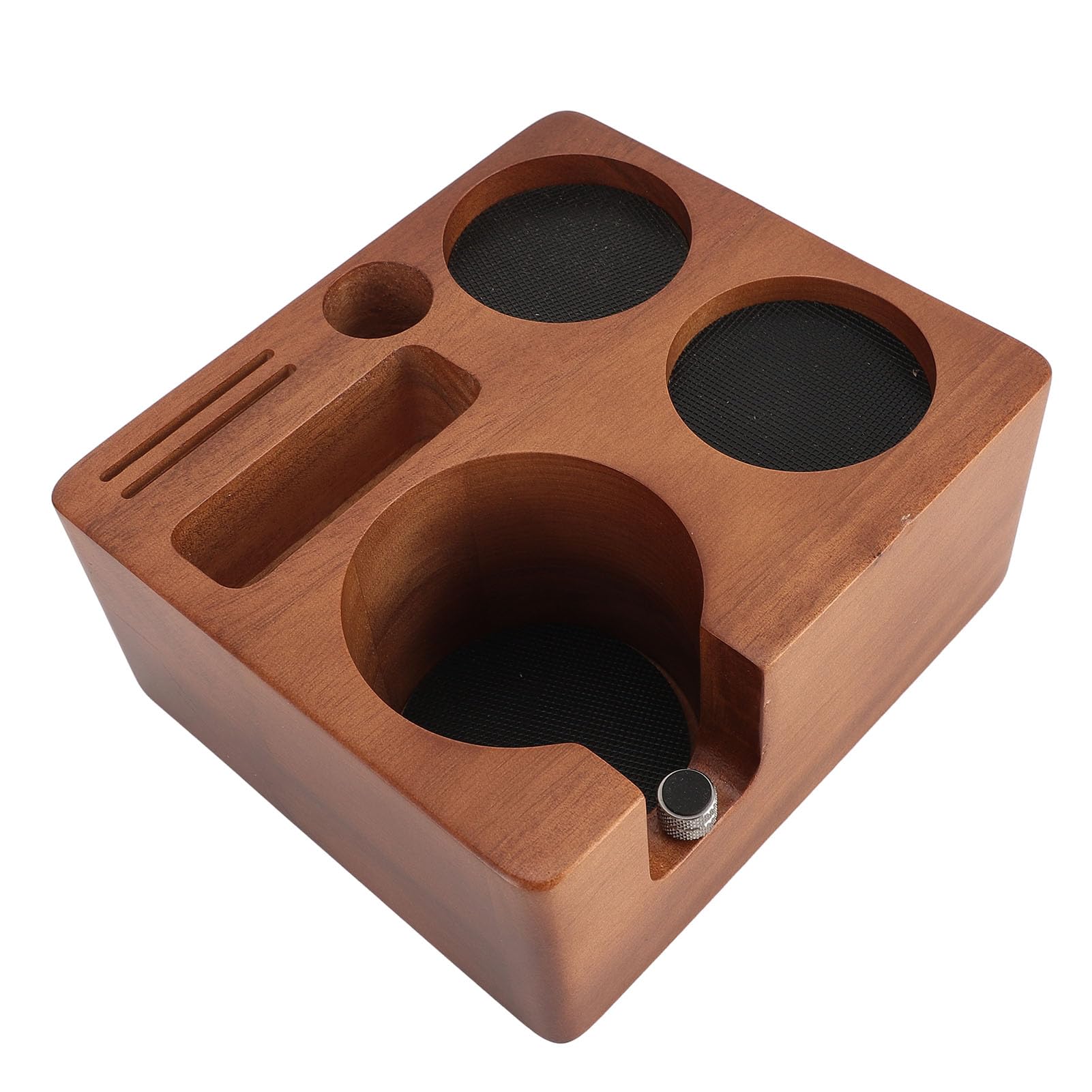 Estación de apisonamiento de espresso, soporte multifuncional de madera para café para portafiltro, manipulador y distribuidor de 58 mm