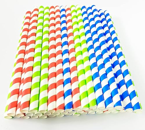 Miniatura 6 de Pajitas para batidos de papel, 0.354 in de ancho, desechables, biodegradables, para jugos de té Boba, jugos de proteínas, maltas, bebidas