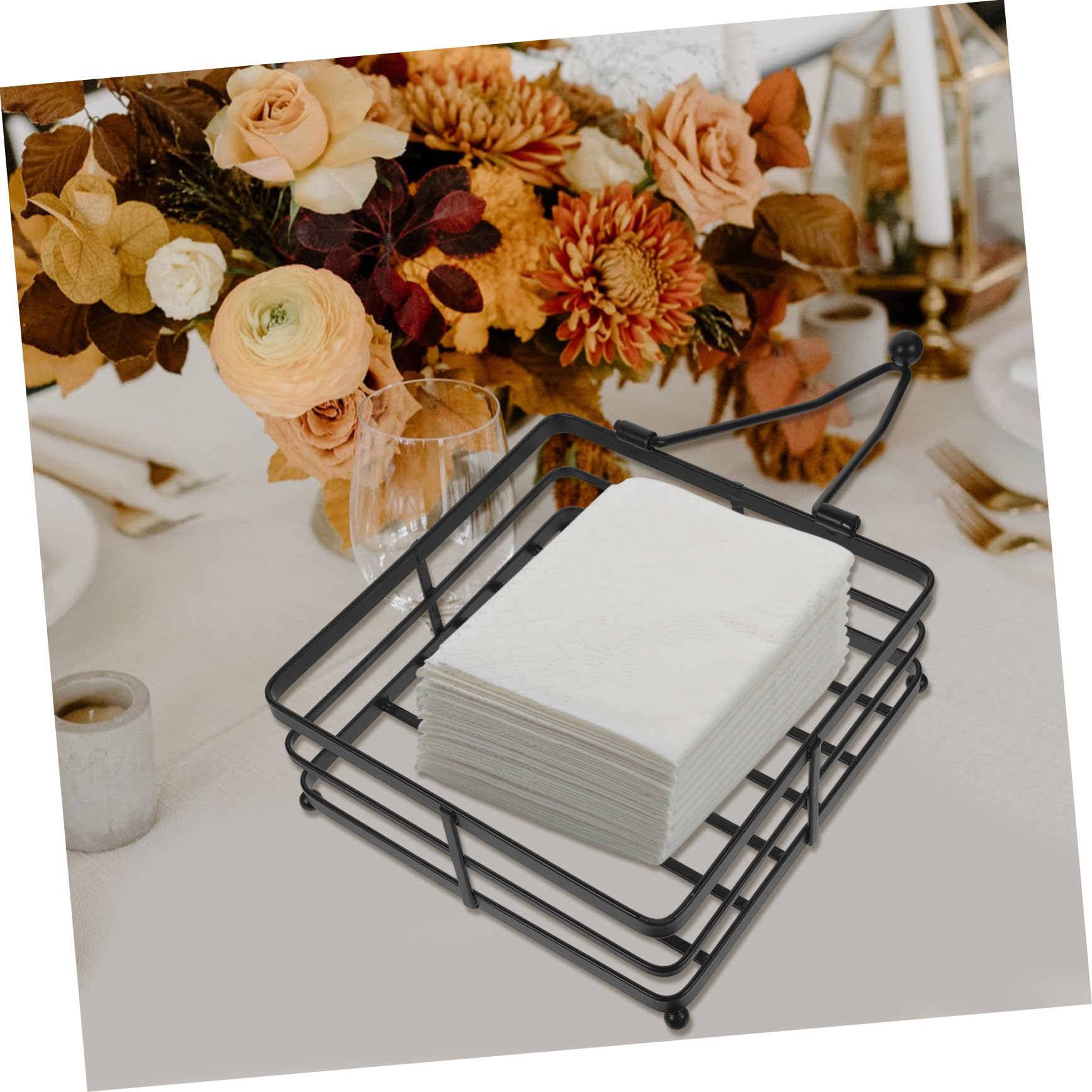IMIKEYA Portatovaglioli da tavolo in ferro quadrato porta fazzoletti piatto braccio peso organizer per tovaglioli adatto per cucina sala da pranzo celebrazioni e riunioni di famiglia