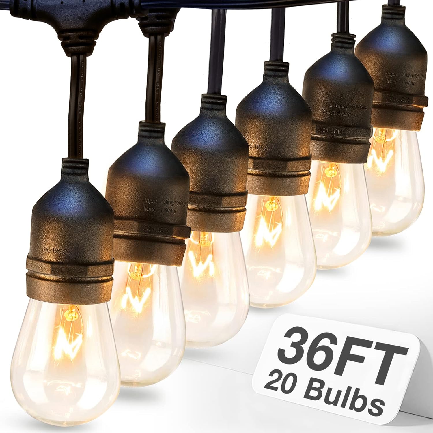 addlon 36 FT Outdoor String Lights Commercial Grade Weatherproof Strand
