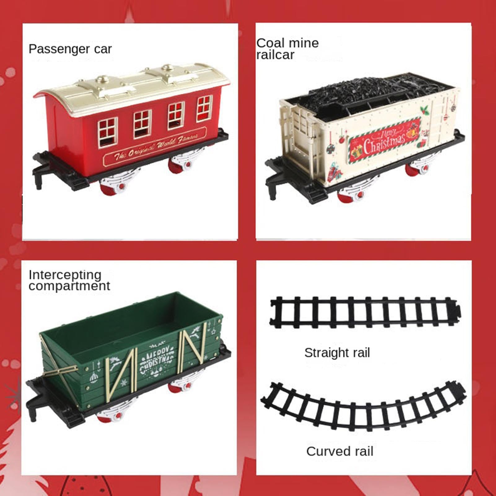 Trenino per Albero di Natale 18 Pezzi e Suoni Elettrici Vintage