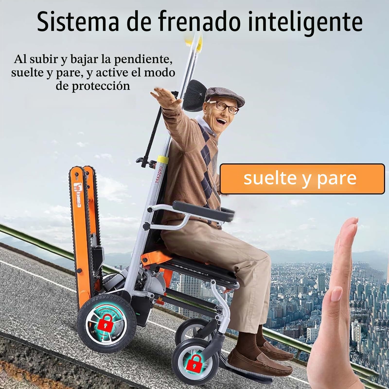 Subidor De Escaleras EléCtrico sobre Orugas, Silla de ruedas eléctrica,Silla subeescaleras para pacientes Silla subeescaleras móvil, estilo oruga/inteligente, con panel de control/para subir/bajar, pa