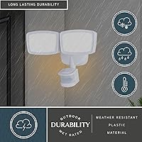 Vista 6 de VAXCEL Luz de inundación LED integrada de 2200 lm con sensor de movimiento de doble cabezal para exteriores con 4 modos, activada por movimiento