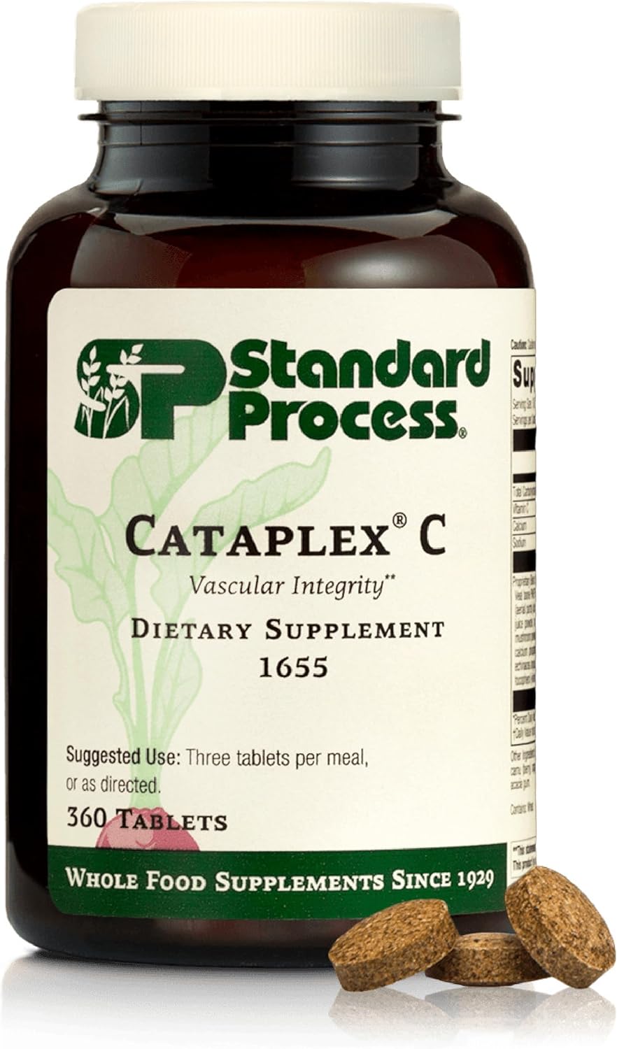Standard Process Cataplex C - Supports Immune & Bone Health - Aids Healthy Skin & Connective Tissue - Includes Antioxidant Vitamin C - Non-Dairy & Non-Soy - 360 Tablets