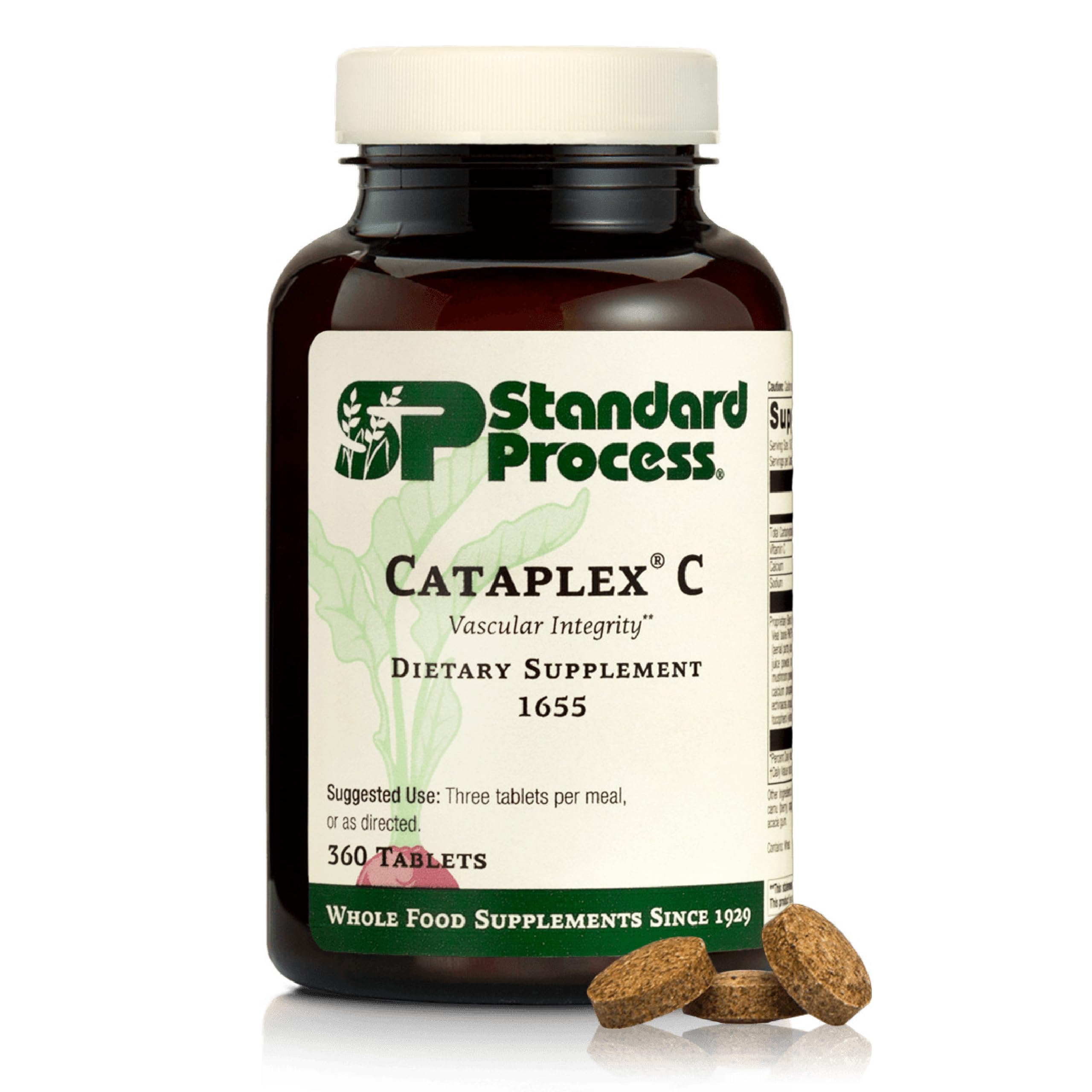 Standard Process Cataplex C - Supports Immune & Bone Health - Aids Healthy Skin & Connective Tissue - Includes Antioxidant Vitamin C - Non-Dairy & Non-Soy - 90 Tablets (30 Servings)