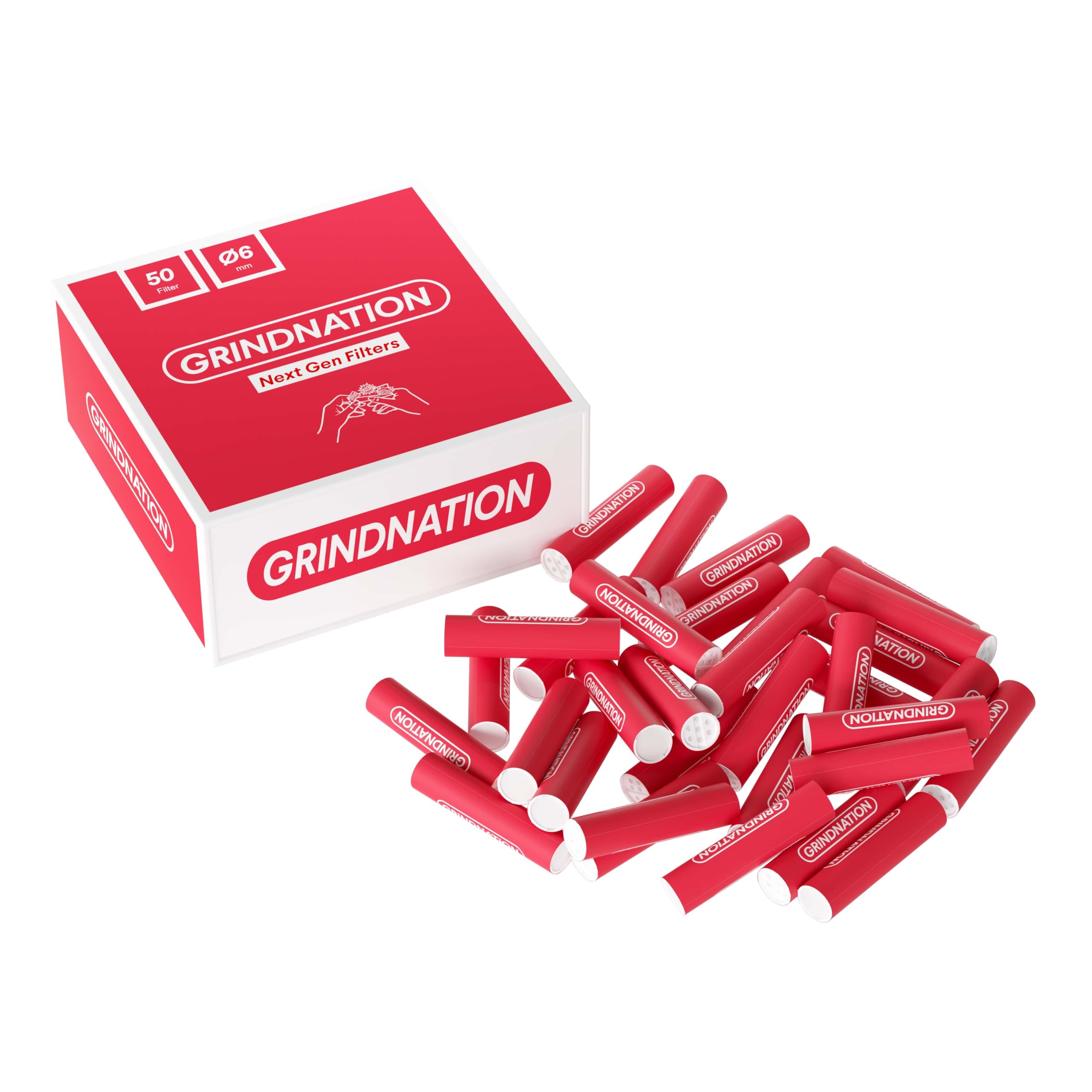 GRINDNATION Next Gen - Filtros de carbón activado con filtro de celulosa, 6 mm, 100 unidades, carbón activado de cáscara de coco