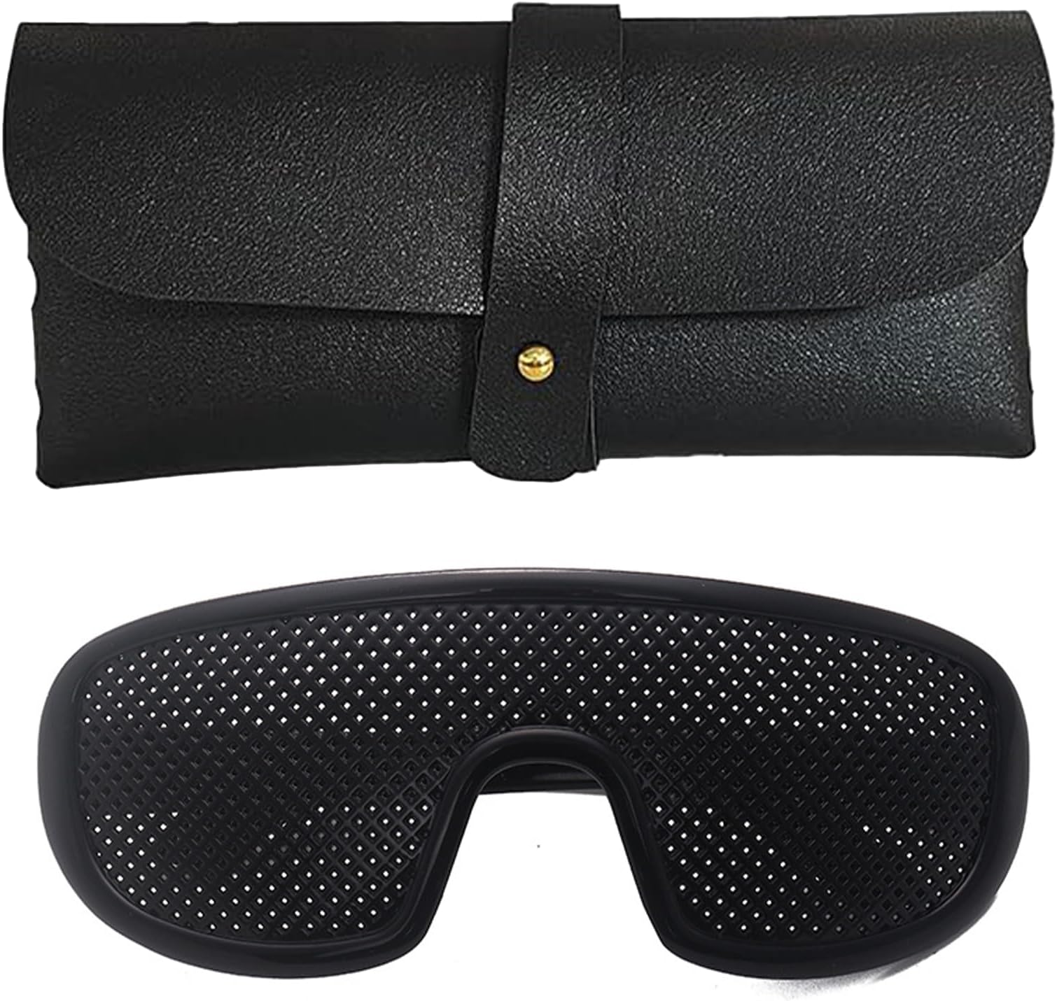 Pinhole Glasses,Pinhole Correction Glasses with Leather Eyeglass Case,Tiny Holes Vision Correction Eyeglass,Visual Support,Eyes Relief for Reading Tv and Everyday Use，for Men and Women