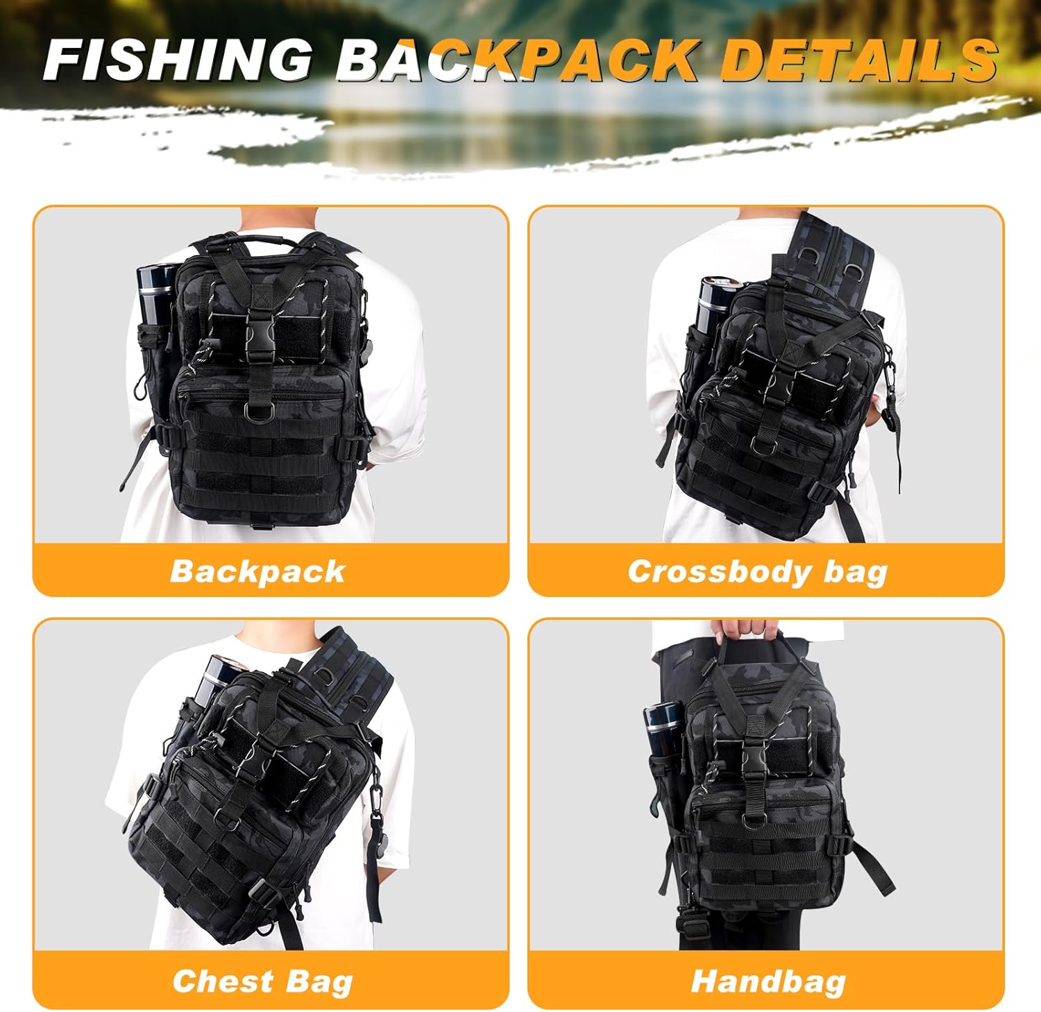 139PCS Tackle Box Backpack,Fishing Backpack with Accessories,Tackle Bag,Fishing Tool Kit Fish Pliers Salt Water Fishing Tackle Set for Men Women Gifts (Black Scorpion)
