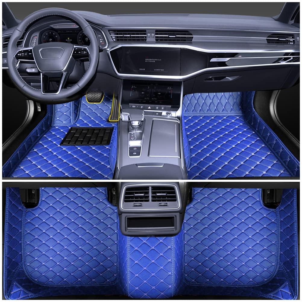 Car Floor Mats for Karoq 2017-2019, Pu Leather Foot Mats Non-slip Automobile Mats & Carpets Interior Floor Liners Pad Full Set (Blue)