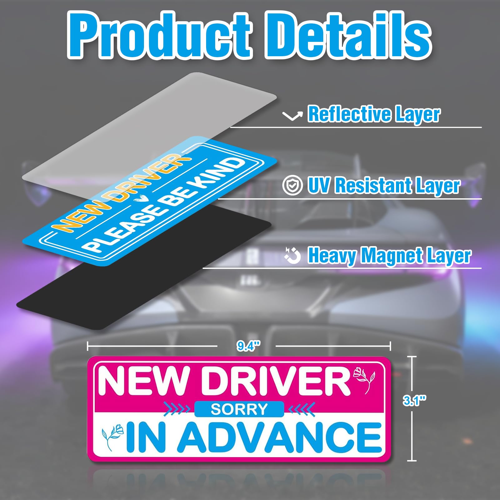 4PCS Student Driver Sticker Magnet For Car, Please Be Patient