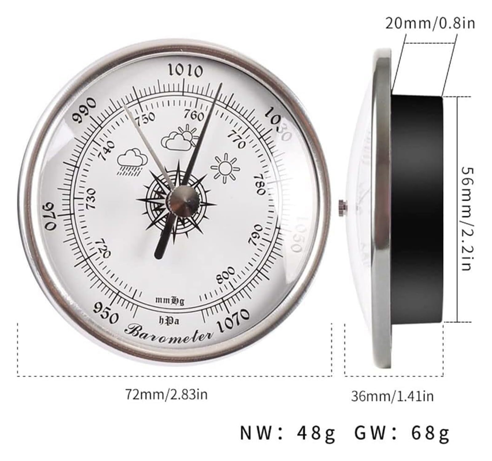 3 in 1 Präzisions-Barometer, Thermometer, Hygrometer, 2,8 Zoll Tragbare Wetterstationen Set (Color : B)