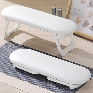 Diesisa Nail Arm Rest, Foldable PU Leather Nail Hand Rest For Manicure with PVC Table Mat, Soft Hand Rest for Acrylic Nails/Nail Hand Pillow for Manicure Salon Use-white