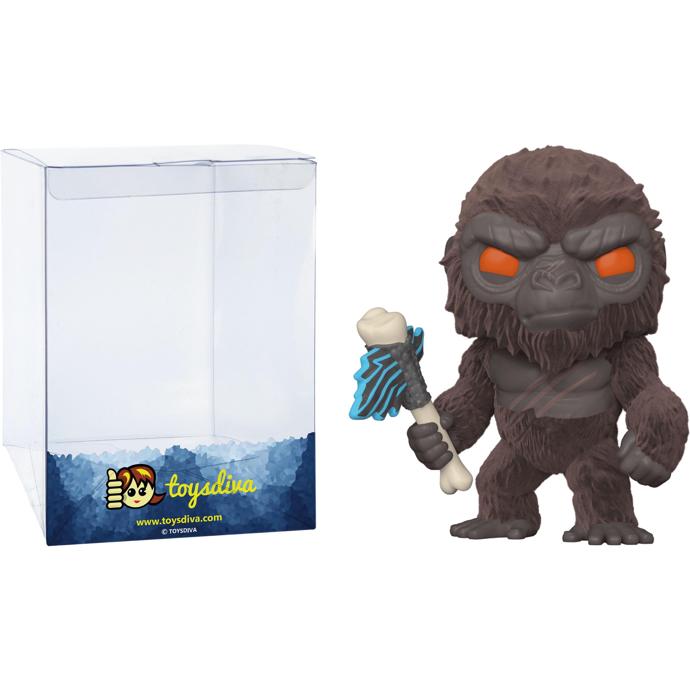 K o n g with Battle Axe [Flocked] (BAM Exc): P o p ! Movies Vinyl Figurine Bundle with 1 Compatible Graphic Protector (1021-55601 - B)