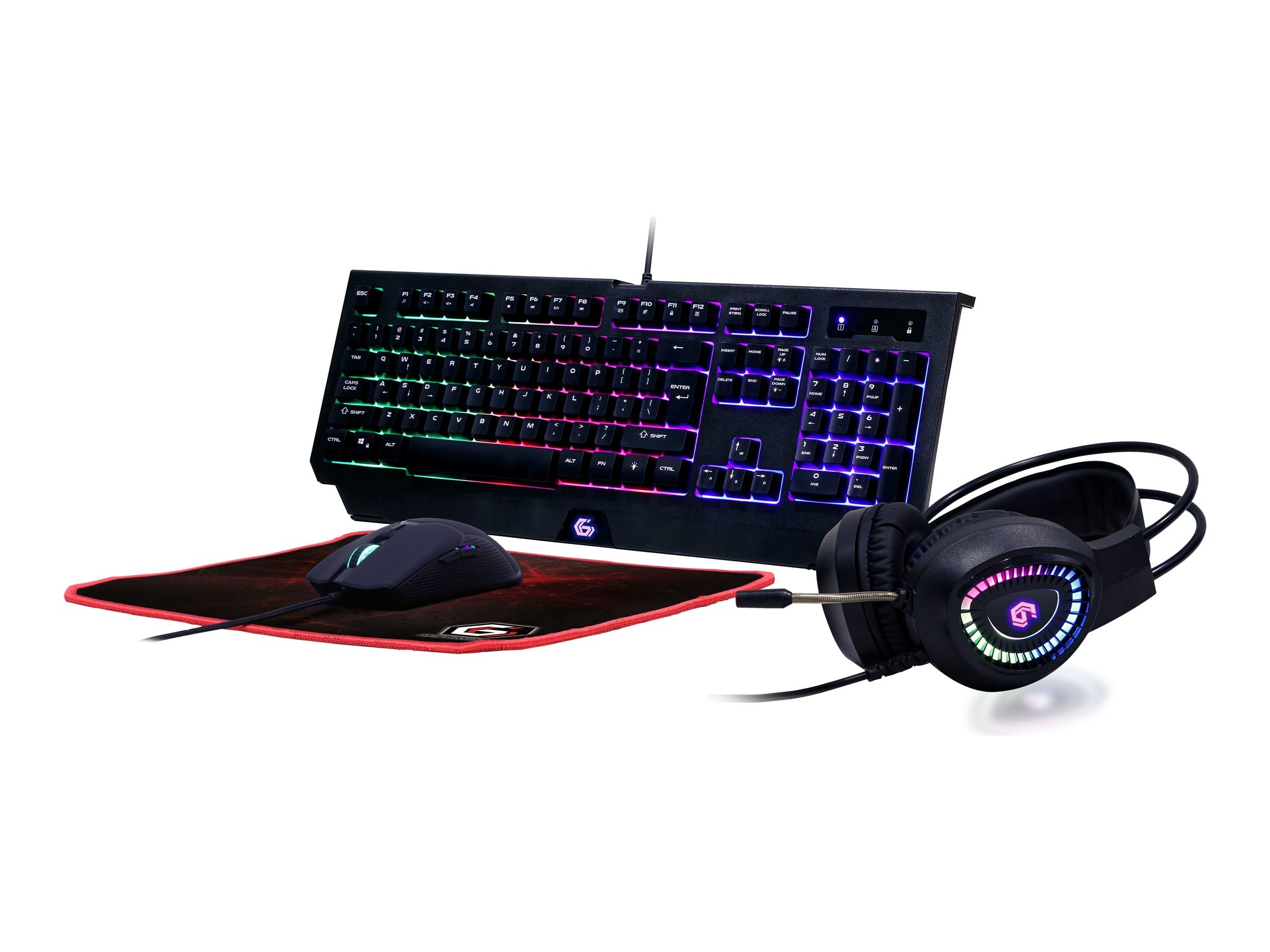 GEMBIRD PHANTOM GAMING GGS-UMGL4-01 JUEGO 4 EN 1 ILUMINADO TECLADO (INGLES) + RATÃ“N + ALFOMBRILLA + AURICULARES