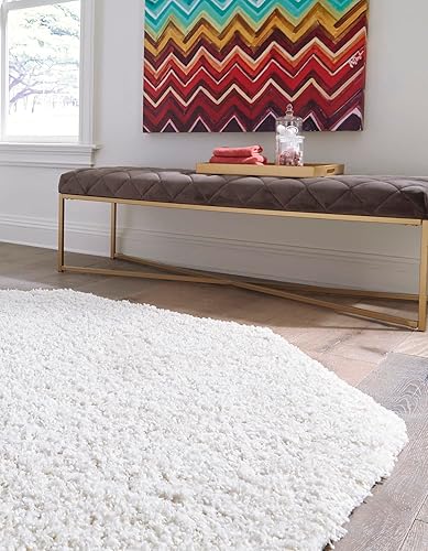 Miniatura 3 de Unique Loom Colección Solid Shag - Alfombra de área (6' 1" octogonal, blanco nieve)