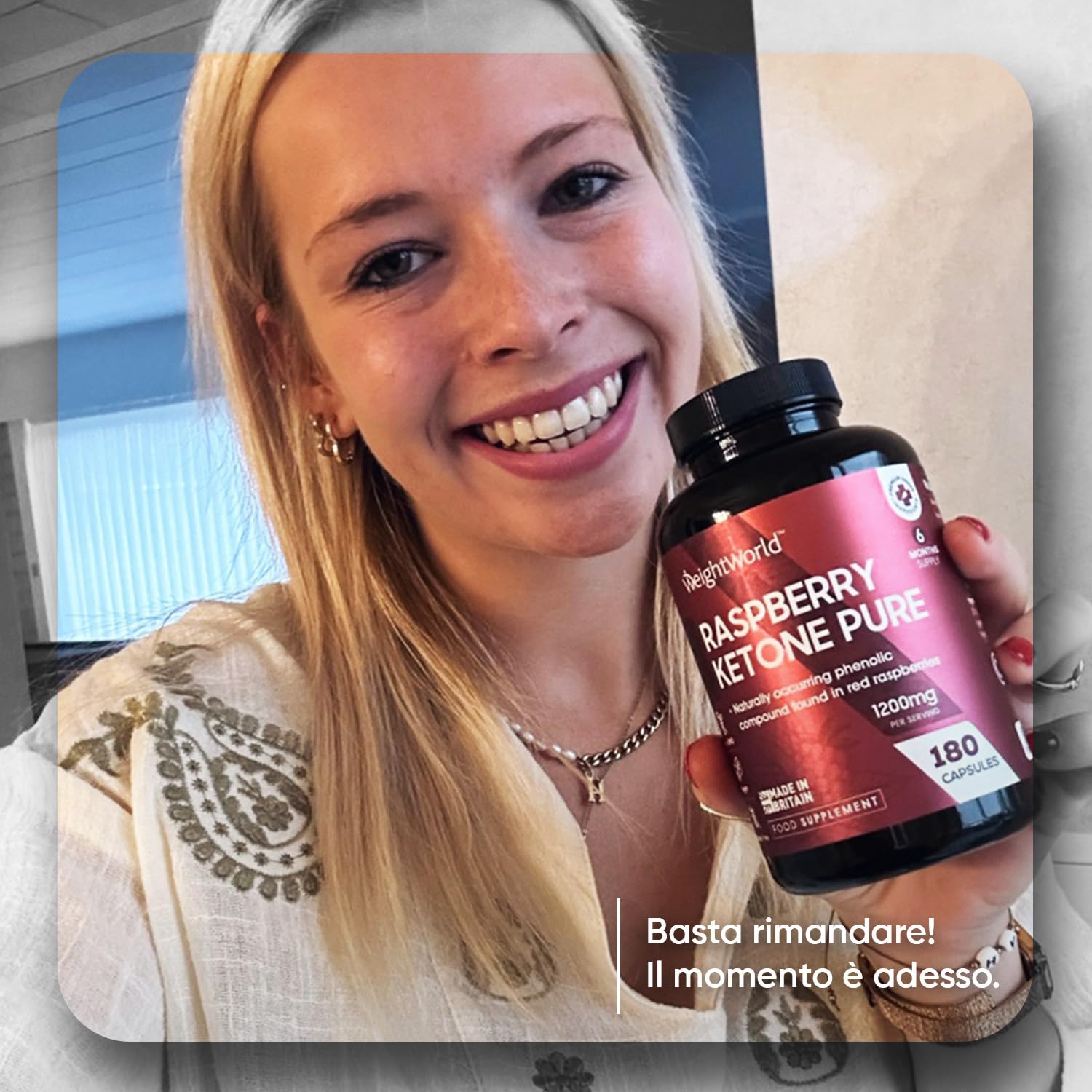 Chetoni Esogeni di Lampone Puro in 180 Capsule Vegane (6 Mesi di Fornitura), 1 al Giorno, Integratore Chetoni Estratto 20:1 (1200mg), Raspberry Ketone Pure, Privo di Magnesio Stearato, Senza Glutine
