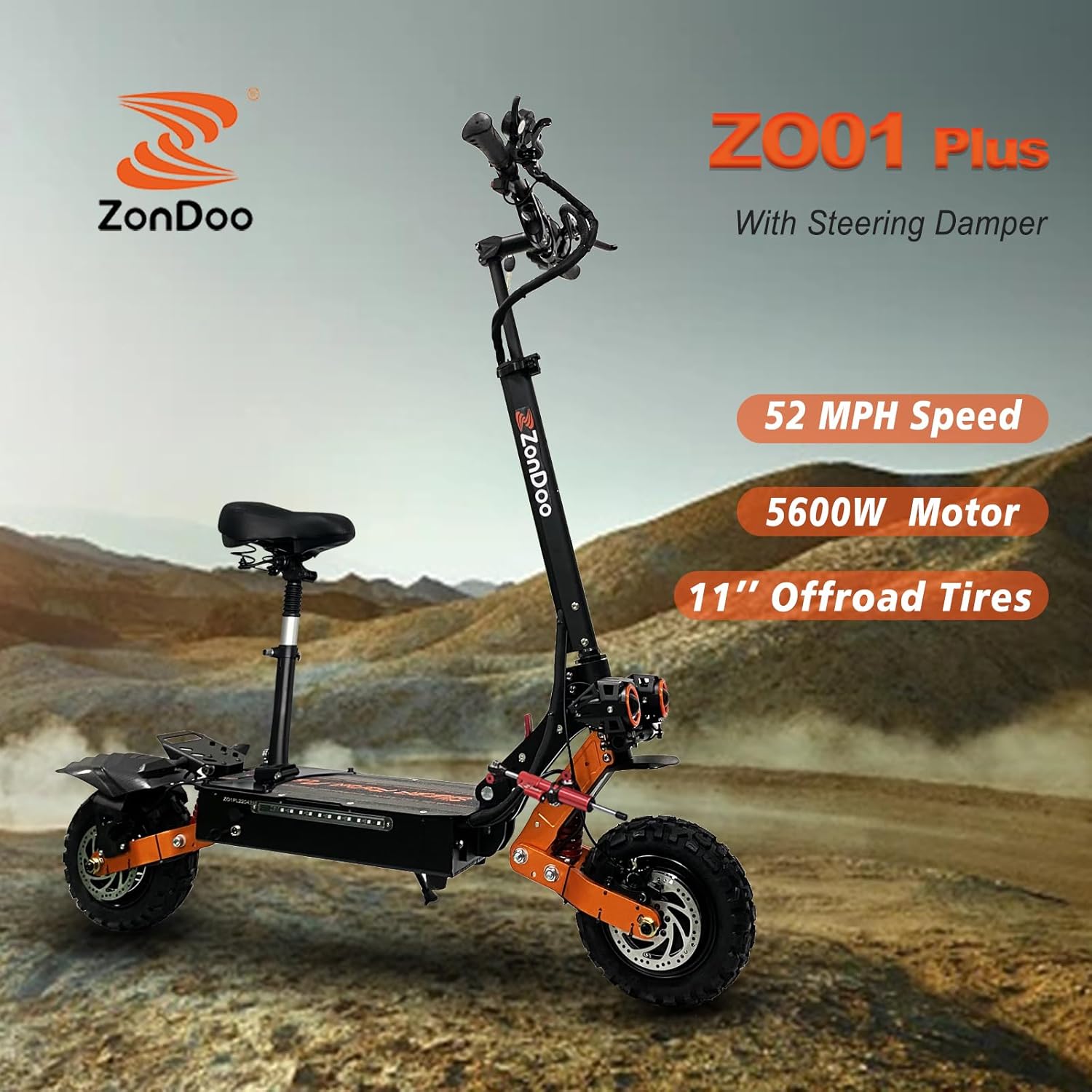 ZonDoo Electric Scooter Seat Height Adjustable, Leather Saddle with Shock Absorbers,Removable Detachable Seat of Electric Scooter Parts and Accessories