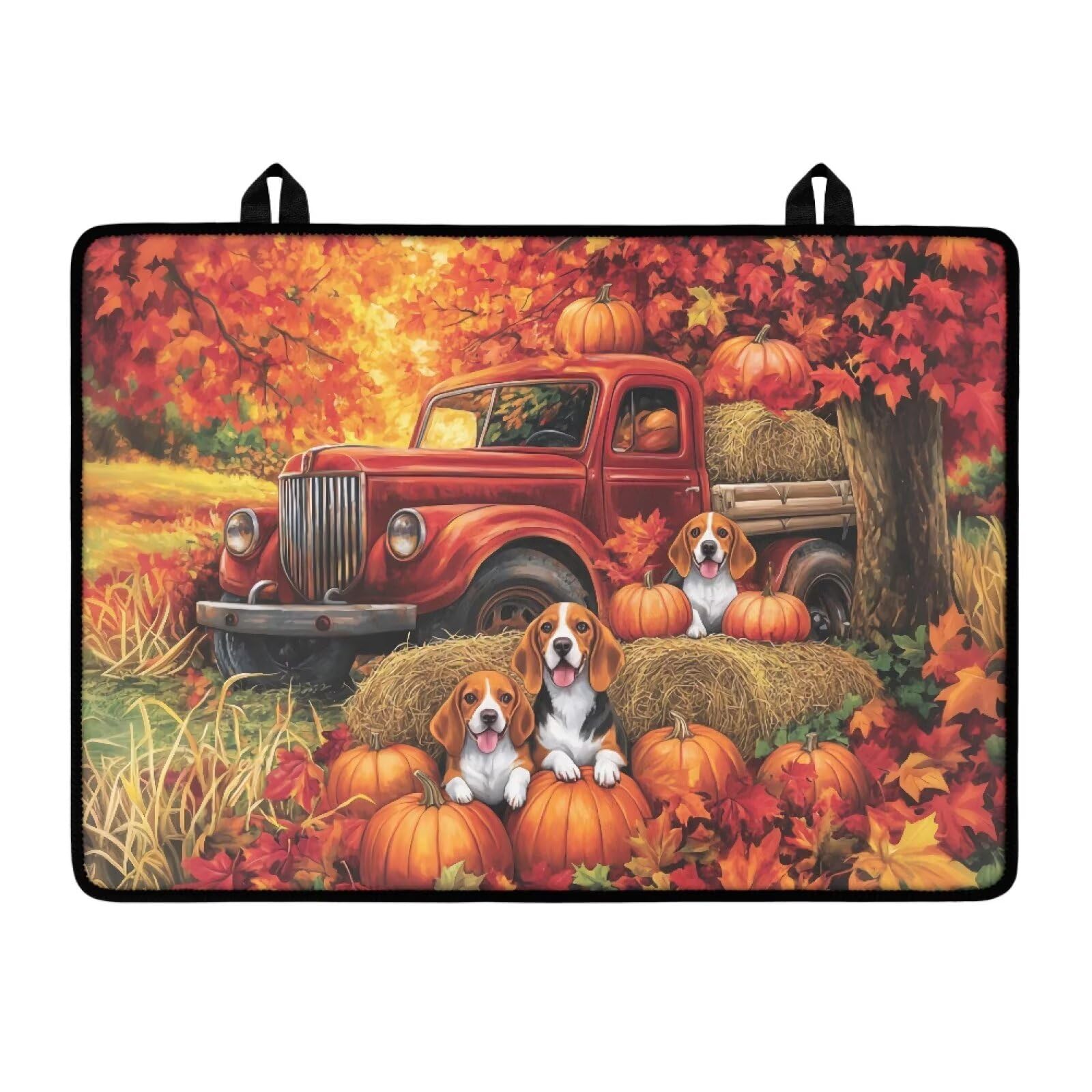Puppy Pumpkin Cat Stove Top Covers for Electric Stove, Heart Resistant Dish Drying Mats, Extra Large Countertop Mat for Kitchen, Folding Mat,Thanksgiving Decor