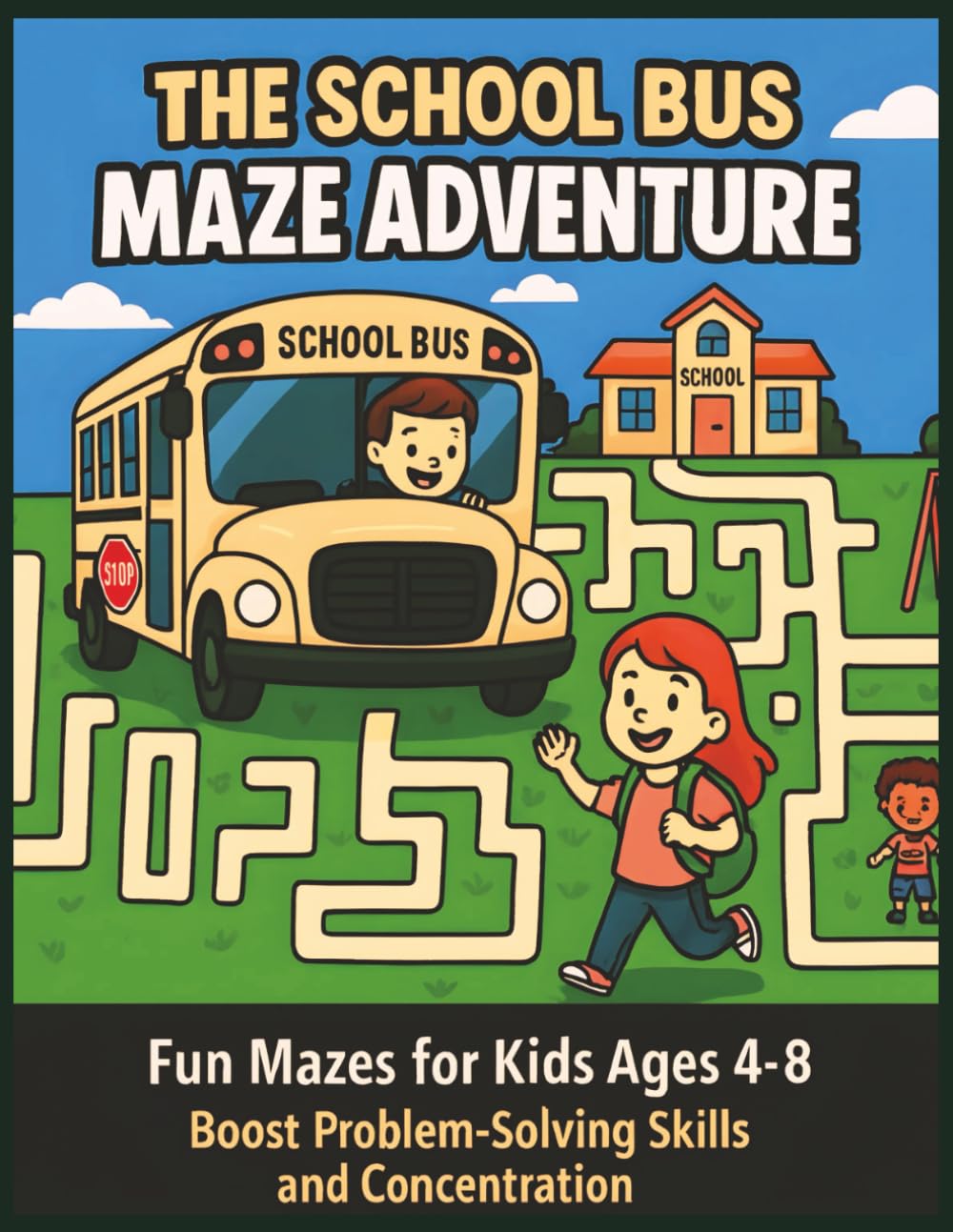 The School Bus Maze Adventure: Fun Mazes for Kids Ages 4–8 - Boost Problem-Solving Skills and Concentration