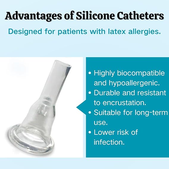 30-Pack Transparent Condom Catheters for Men, Disposable Silicone Male External Catheter, Self-Adhering Style, Latex-Free (29mm)