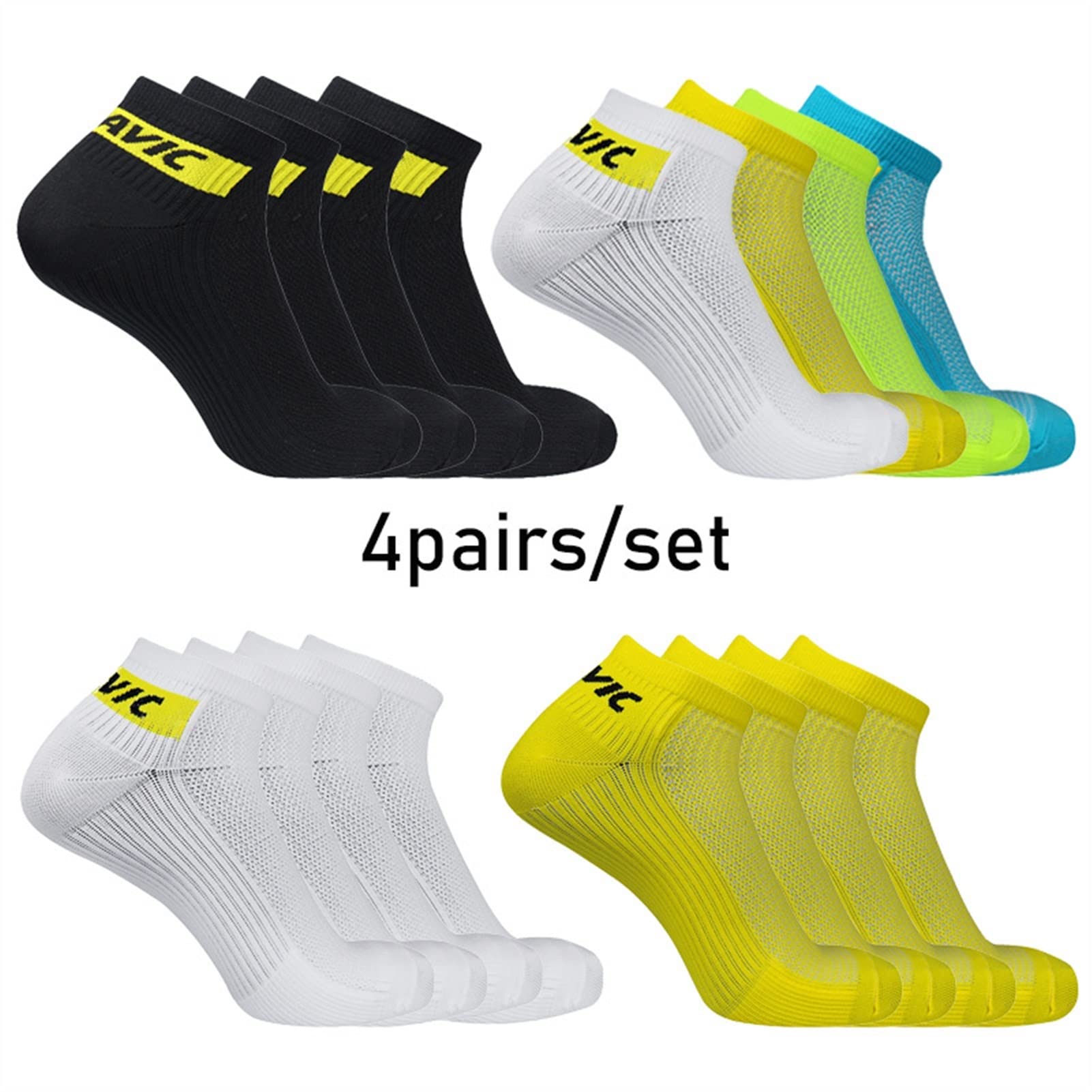 4 Pares de Equipo Ciclismo Calcetines Deportivos Hombres y Mujeres Bicicleta al Aire Libre Correr Calcetines de Carreras cómodas Calcetines Transpirables