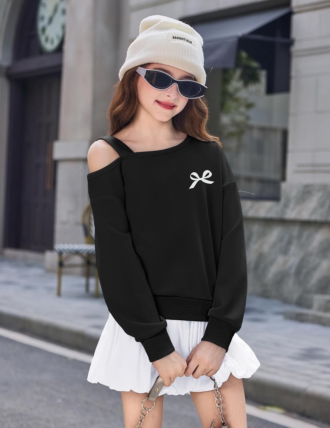 Arshiner Girls Off The Shoulder Sweatshirt Cute Long Sleeve Pullover Top
