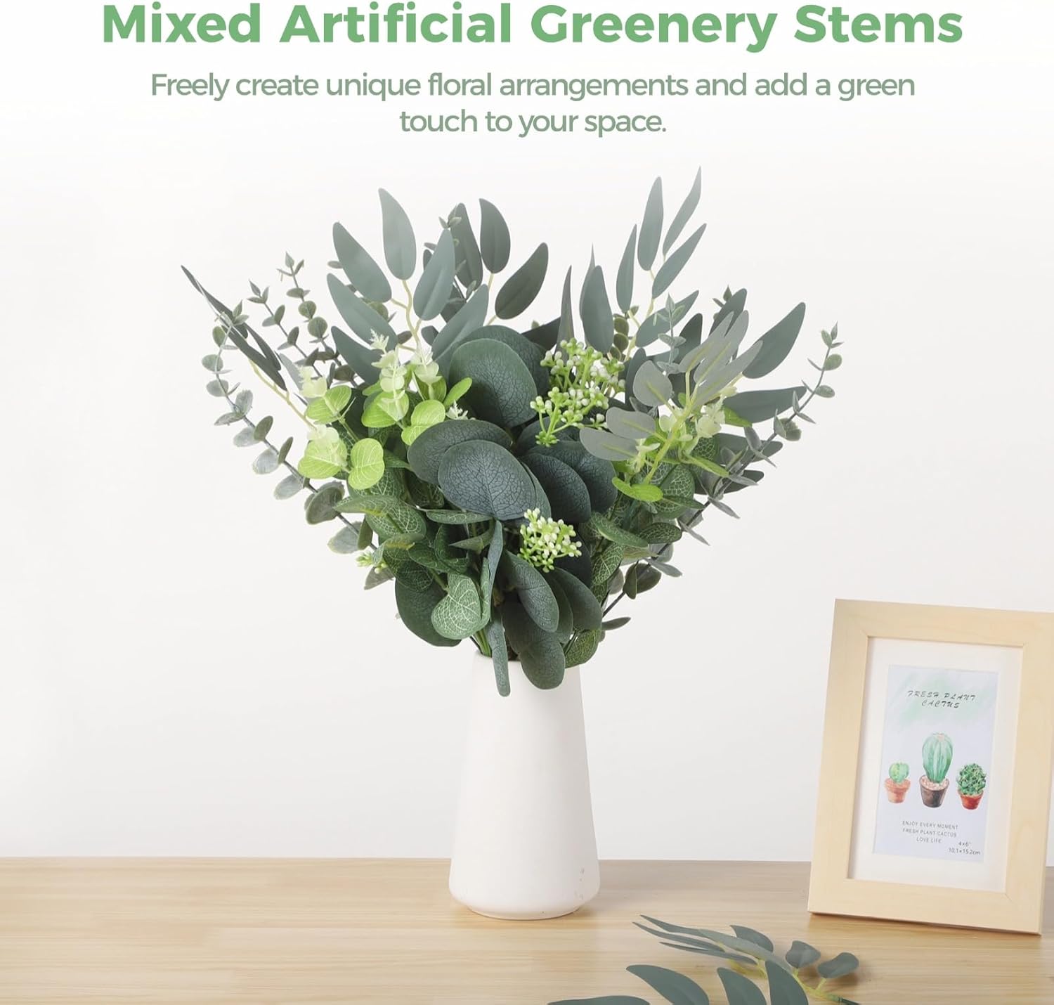 100 Pcs Eucalyptus Leaves Stems, 4 Kinds Mixed Artificial Greenery Stems, Fake Silver Dollar Eucalyptus Leaves, Faux Greenery Branches for Home Decor, DIY Bouquets, Floral Arrangement, Wedding - Image 2