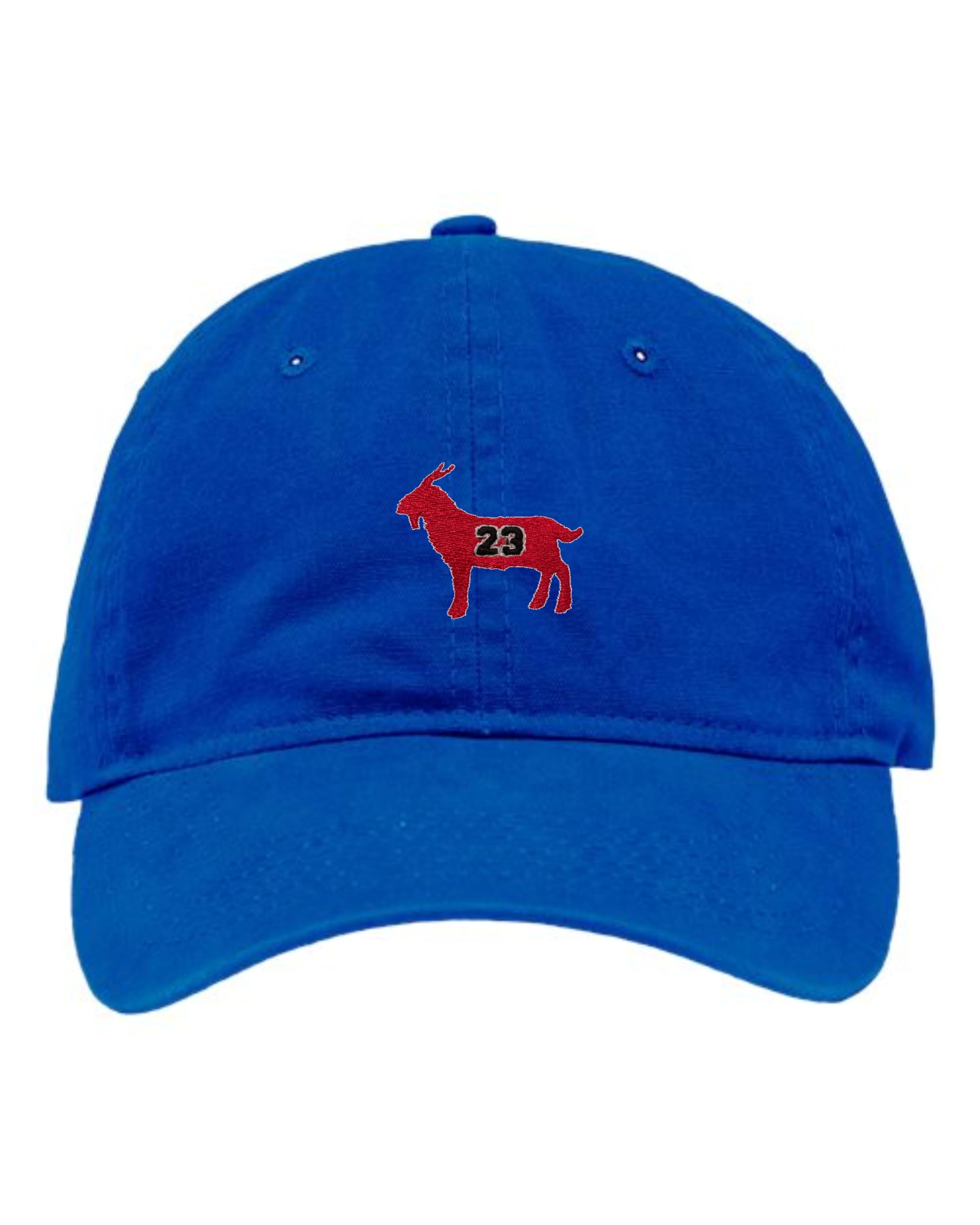 One Size Royal Deluxe Dad G.O.A.T. Jordan #23 Goat Greatest of All Time Embroidered Deluxe Dad Hat