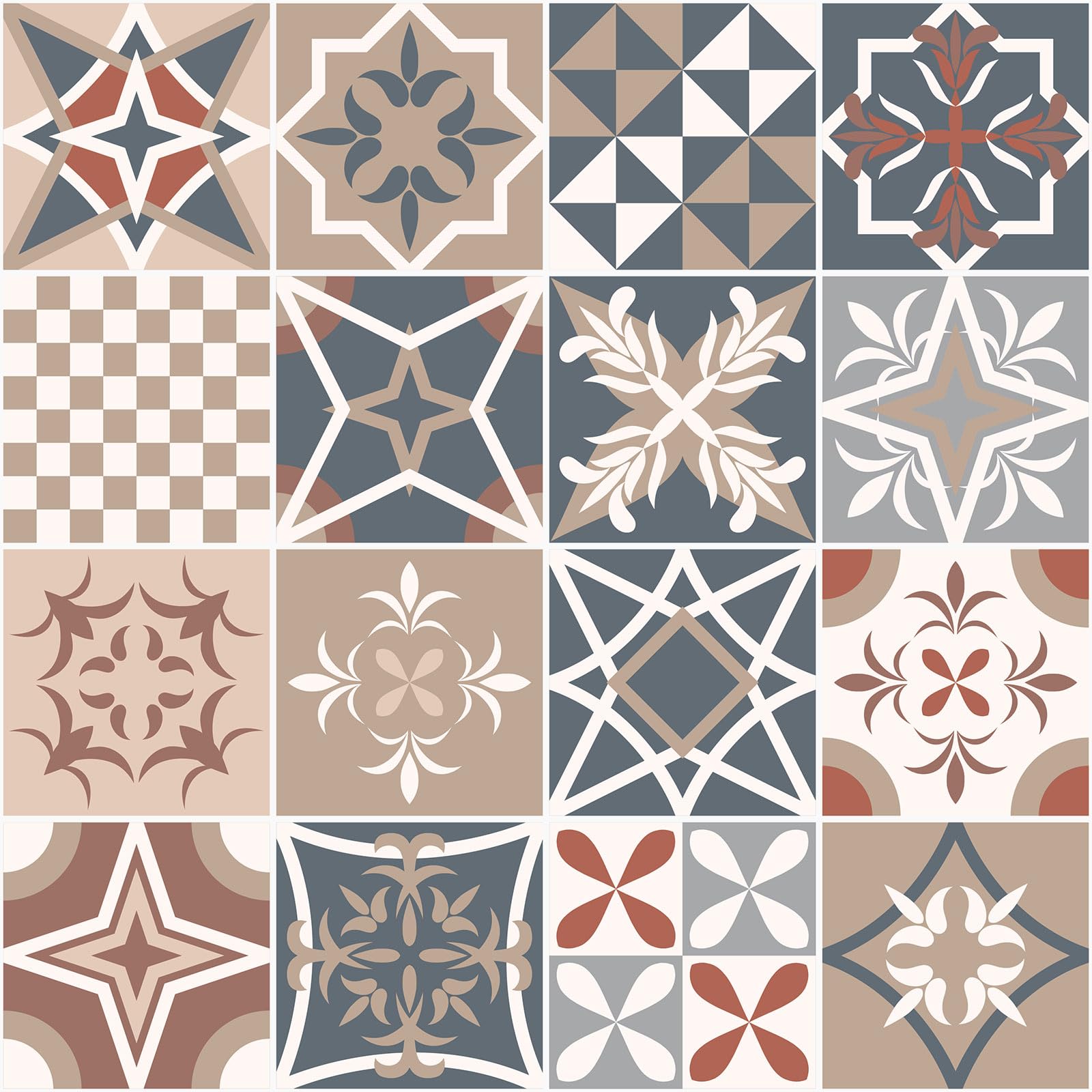 Lumalea Adesivo per cucina, effetto piastrelle di cemento, 3617681257035, adesivo + protezione opaca, 90 x 90 cm