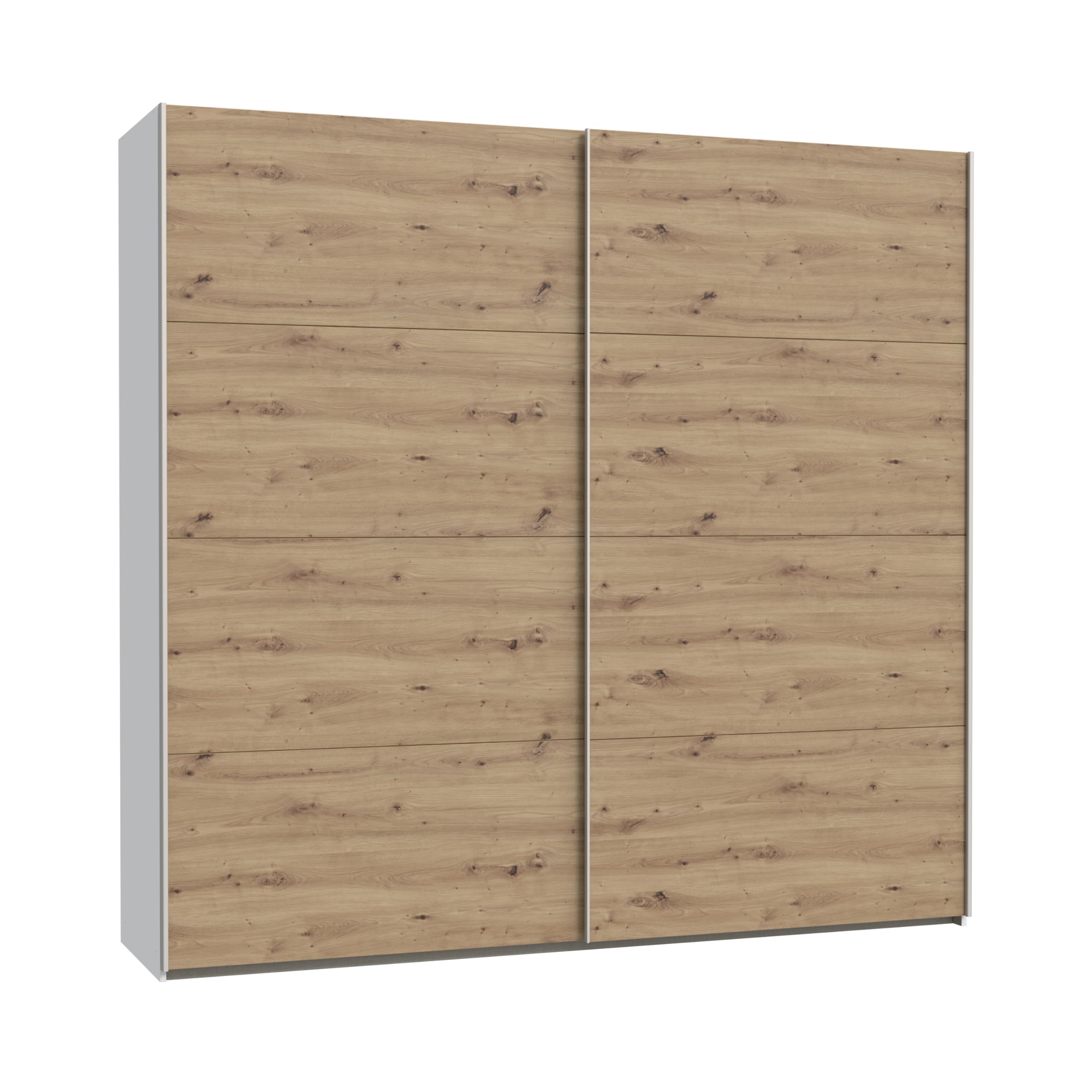 Homely | Armario de Puertas correderas DOMY 220 | Acabado Laminado sintético Color Roble Artisan/Blanco Mate | Medidas 220x61,2. Altura 210 cm. | Diseño Funcional