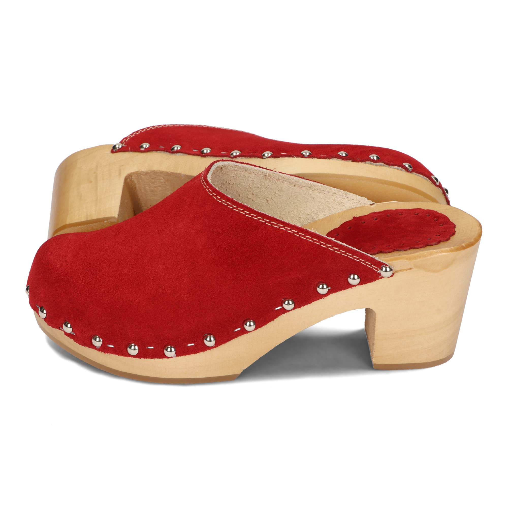 BeComfy Zuecos de Mujer Tacón Zapatos de Madera Calzado Cuero Gamuza Ante 35-41 EU