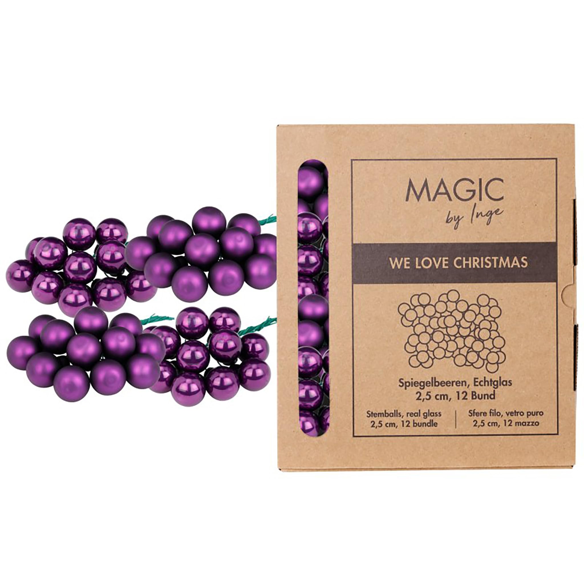 Boules de Noël pour mini sapin et loisirs créatifs - Baies violettes sur fil 144 pcs