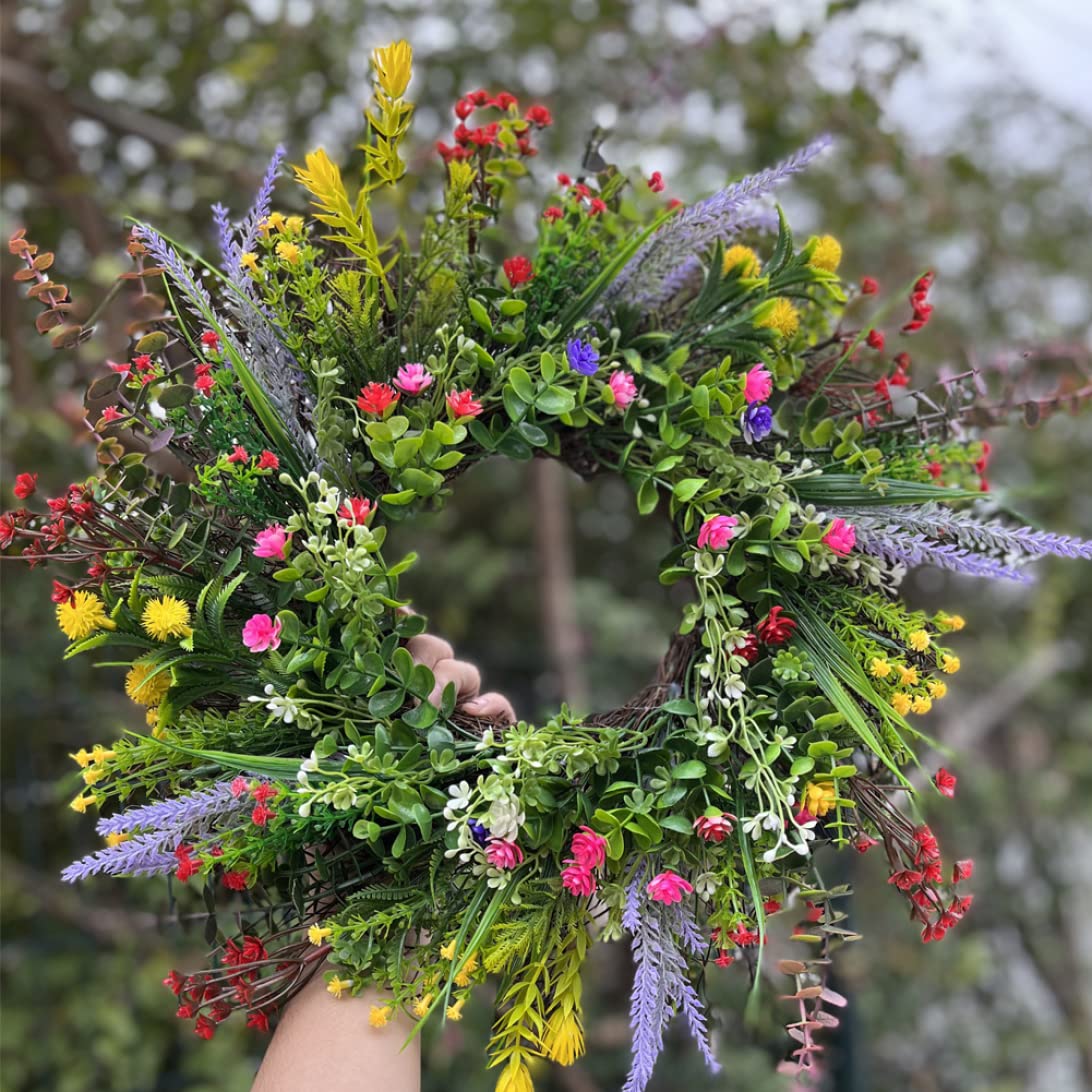 Haustürkränze für den Sommer, 34, 9 cm, künstlicher Wildblumen-Kranz, Aufhänger, Blumengirlande, Dekor für Zuhause, Fenster, Wand, Hochzeit, Party