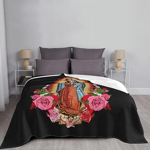 Miniatura 6 de Manta de franela suave y acogedora con texto en inglés "Our Lady of Guadalupe Virgen María", para sofá, cama, caravana, 50 x 40 pulgadas