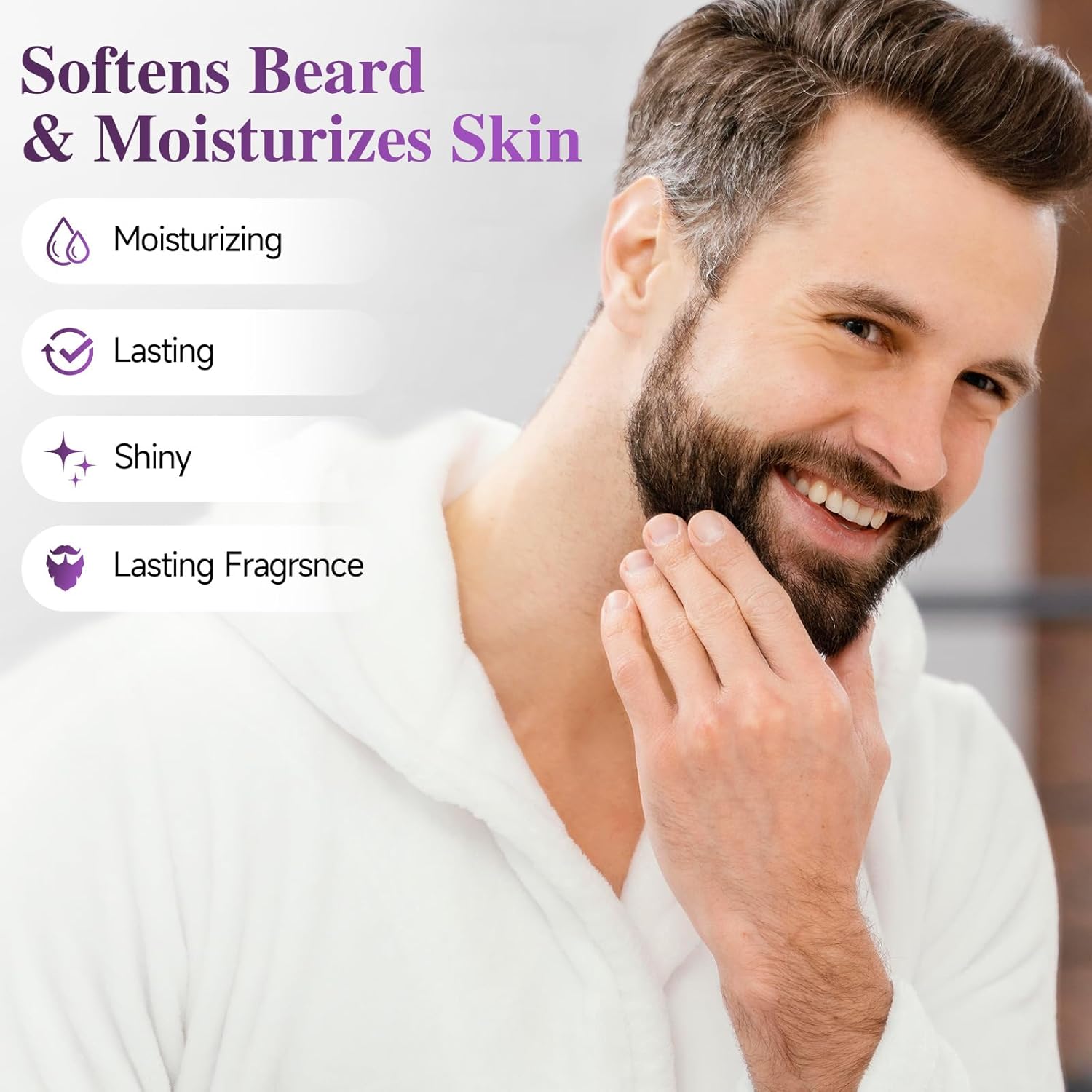 Beard Balm,5% Concentration Biotin Beard Balm for Men (2 oz) - Natural Mens Beard Oil with Castor Oil,Argan Oil, Jojoba Oil and Vitamin,Thickening for Beard,Beard Growth Softener - Image 4