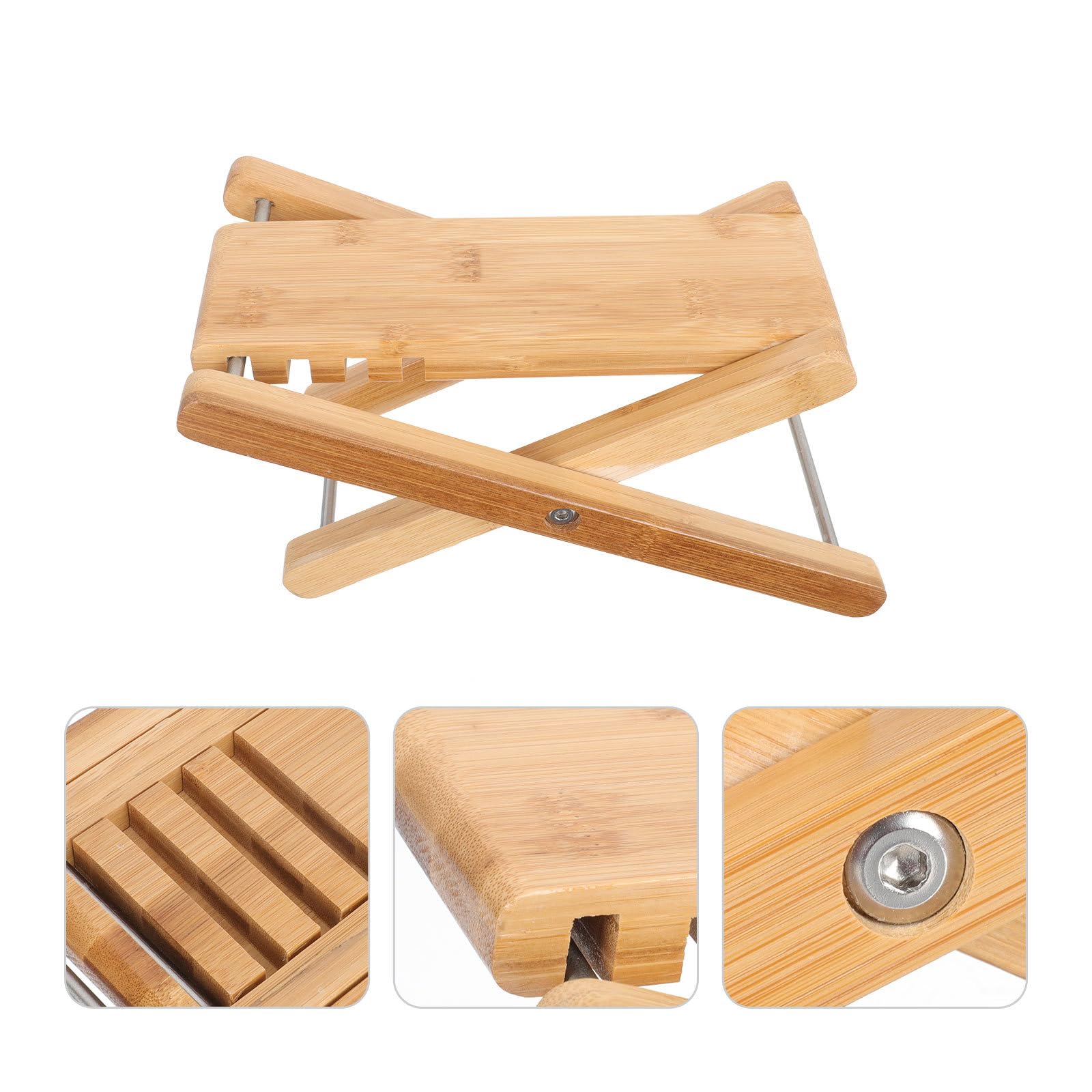 MAGICLULU Sgabello per Pedicure Regolabile in Legno Naturale, Poggiapiedi Comodo per Massaggi e Manicure, Supporto Semplice per Uso Domestico e Salone di Bellezza
