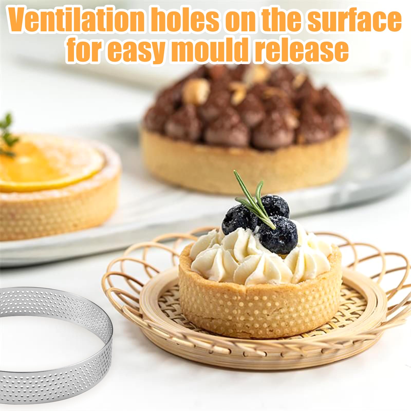 Orixo 3 Cercles à Tarte Perforés 10/15/20 Cm – Acier Inox 304 Hauteur 2 Cm Pâtisserie & Gâteaux