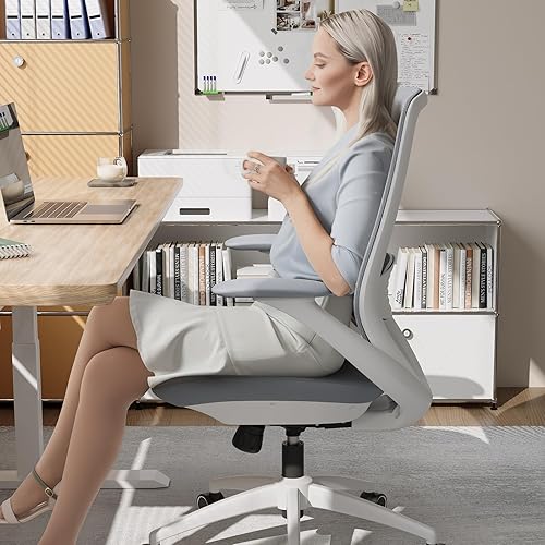 Miniatura 2 de Silla de oficina ergonómica, silla de escritorio de malla con respaldo alto con soporte lumbar, giratorio de 360 y brazos ajustables deslizantes,