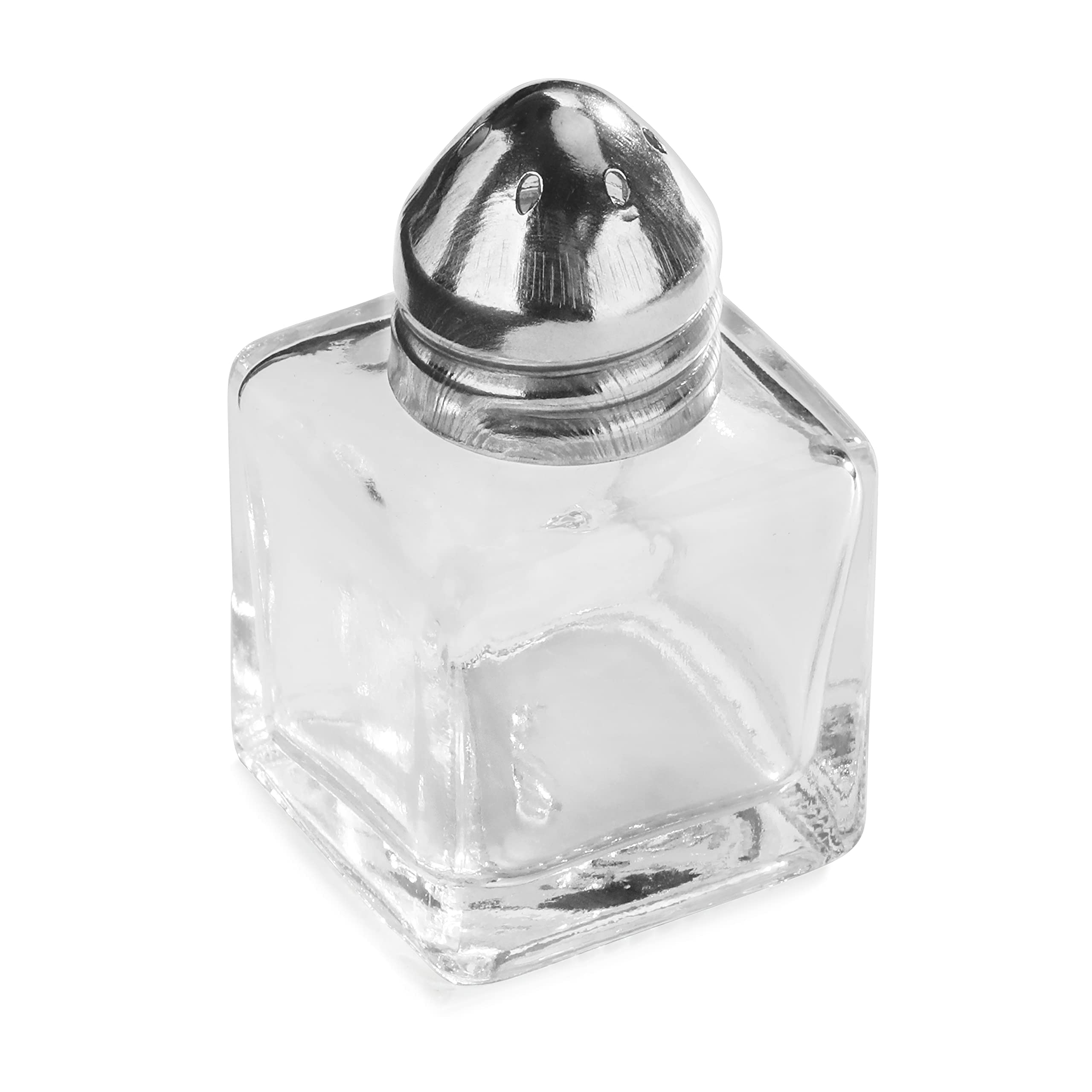 New Star Foodservice 22254 Glass Cube Mini Salt and Pepper Shaker with Stainless Steel Top, 0.5-Ounce, Set of 48