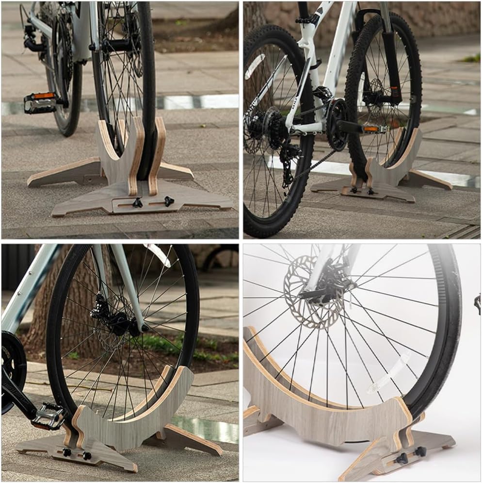 Angoily Bike Floor Stand,Adjustable Wooden Bike Stand Floor Single Bike Stand for Mountain and Road Bike Indoor and Outdoor