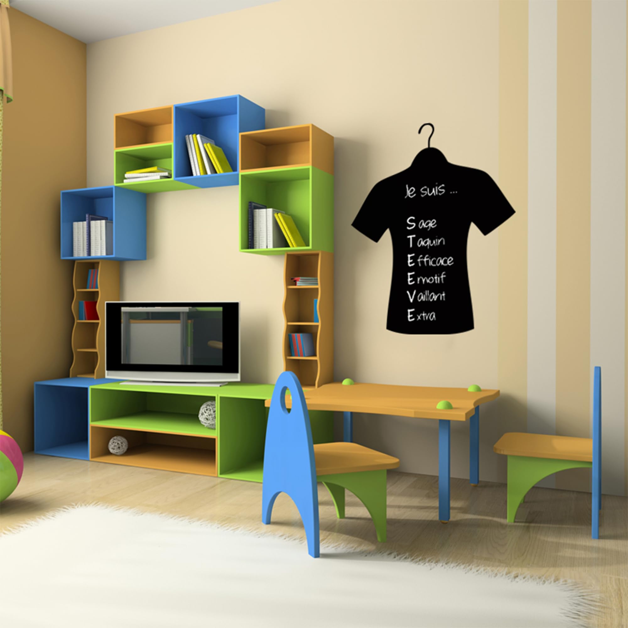 Ambiance Sticker Blackboard Slate - Erasable Adhesive Wall Stickers - Shirt for Men - H20 x L15 cm