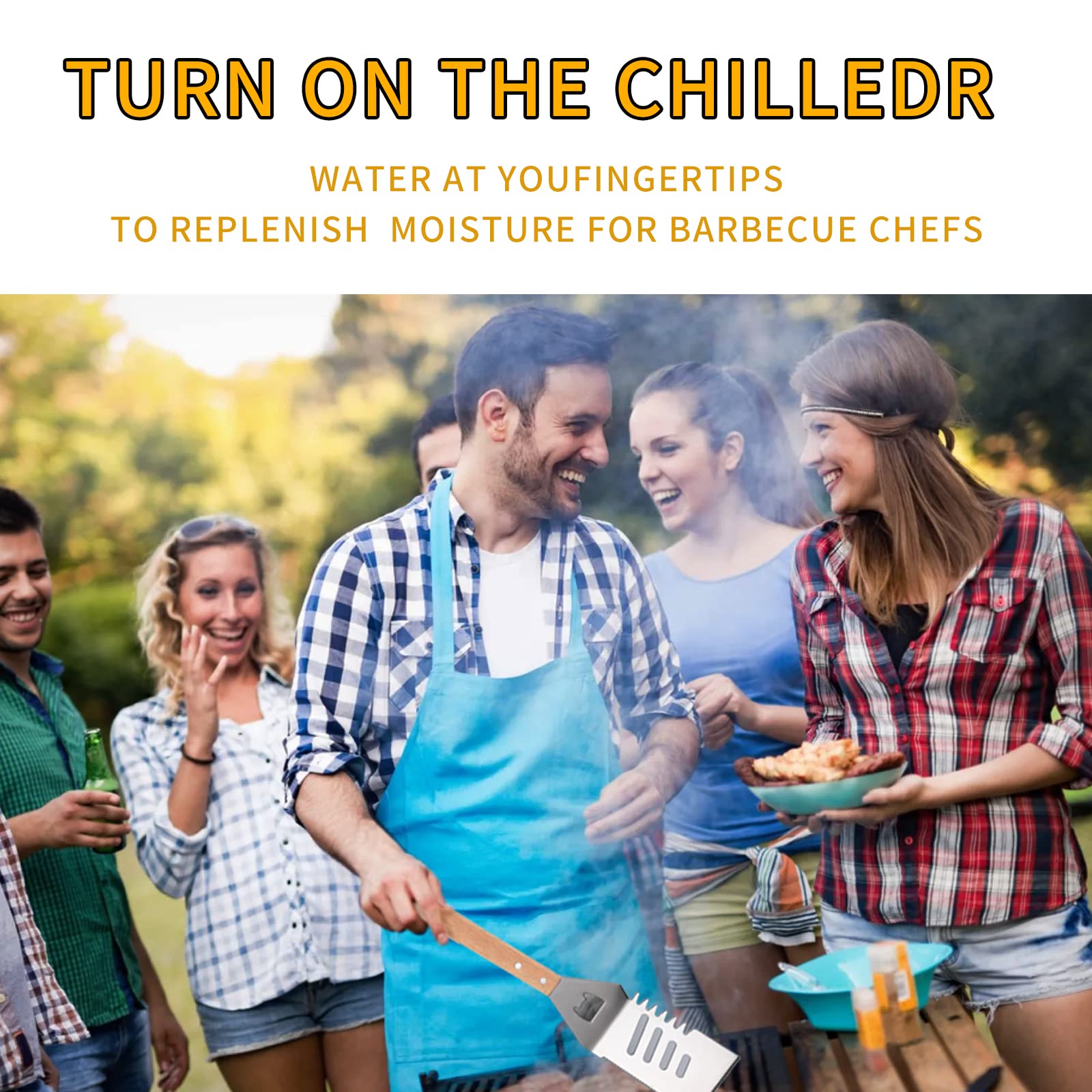 Espátula de barbacoa 4 en 1, espátula multifunción con mango de madera, perfecta para parrillas de barbacoa y kebabs para camping.