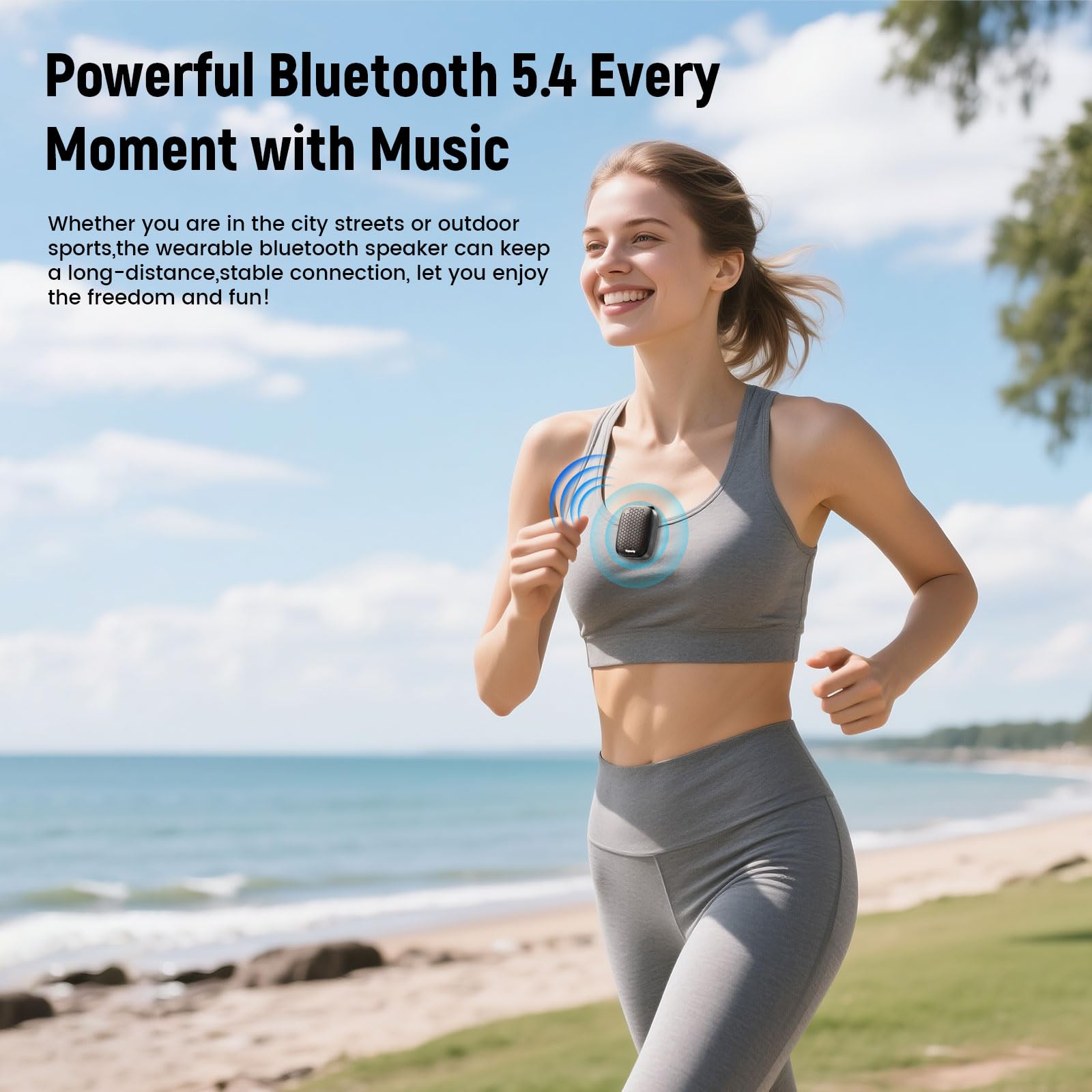 Altavoz Bluetooth 5.4 actualizado 2025, IPX7 impermeable, mini altavoces portátiles inalámbricos con clip, micrófono integrado, música manos libres/llamadas, para trabajo/ciclismo/hogar