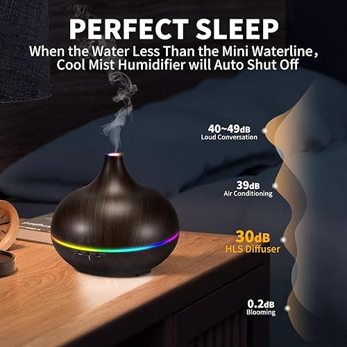 Miniatura 8 de Humidificador para aceites esenciales para habitación grande Juego de difusor ultrasónico con 10 aceites esenciales para aromaterapia de 550 ml
