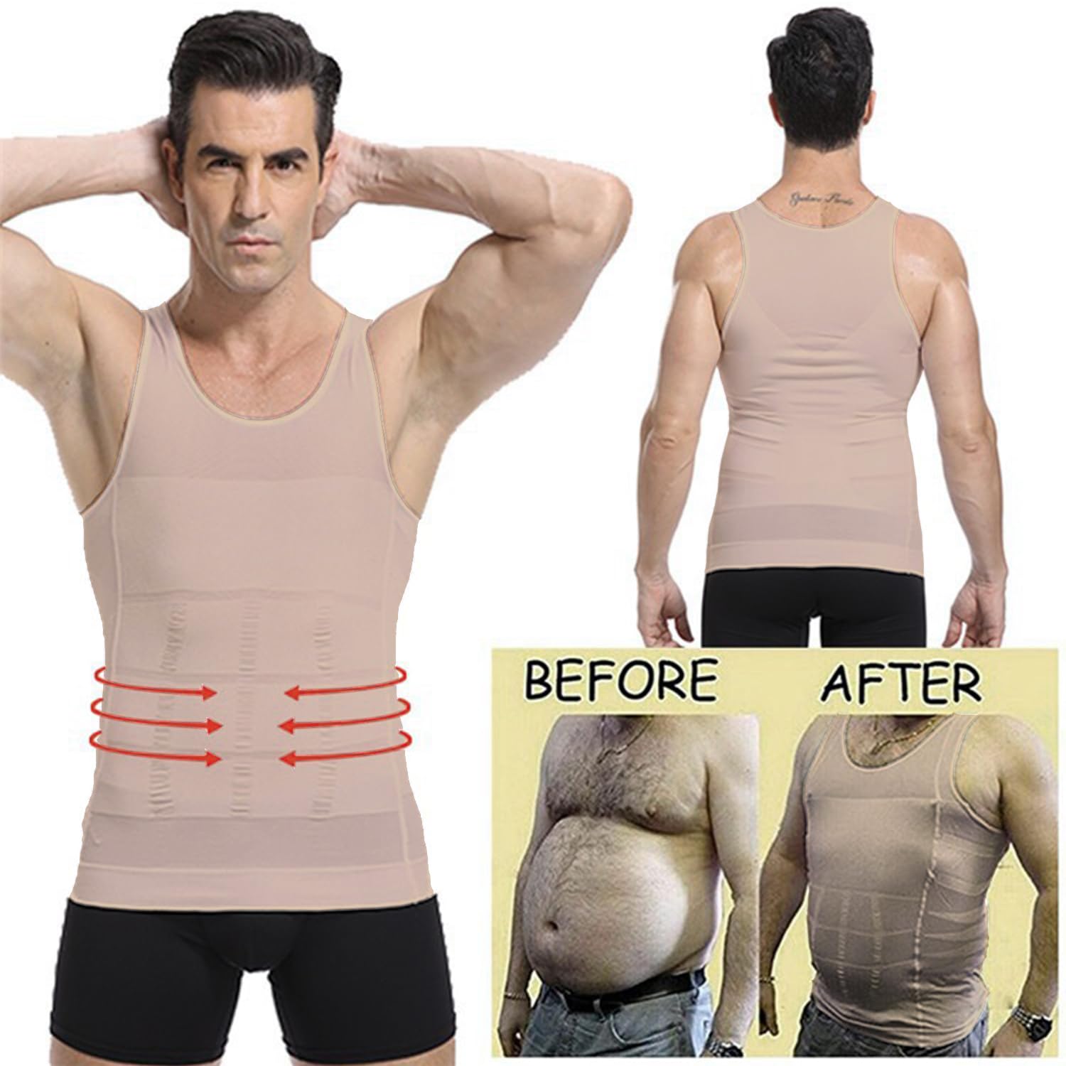 Męskie wyszczuplające tank top modelujące sylwetkę koszule kompresyjne dla mężczyzn wąskie podkoszulki kamizelka brzucha do treningu brzucha,