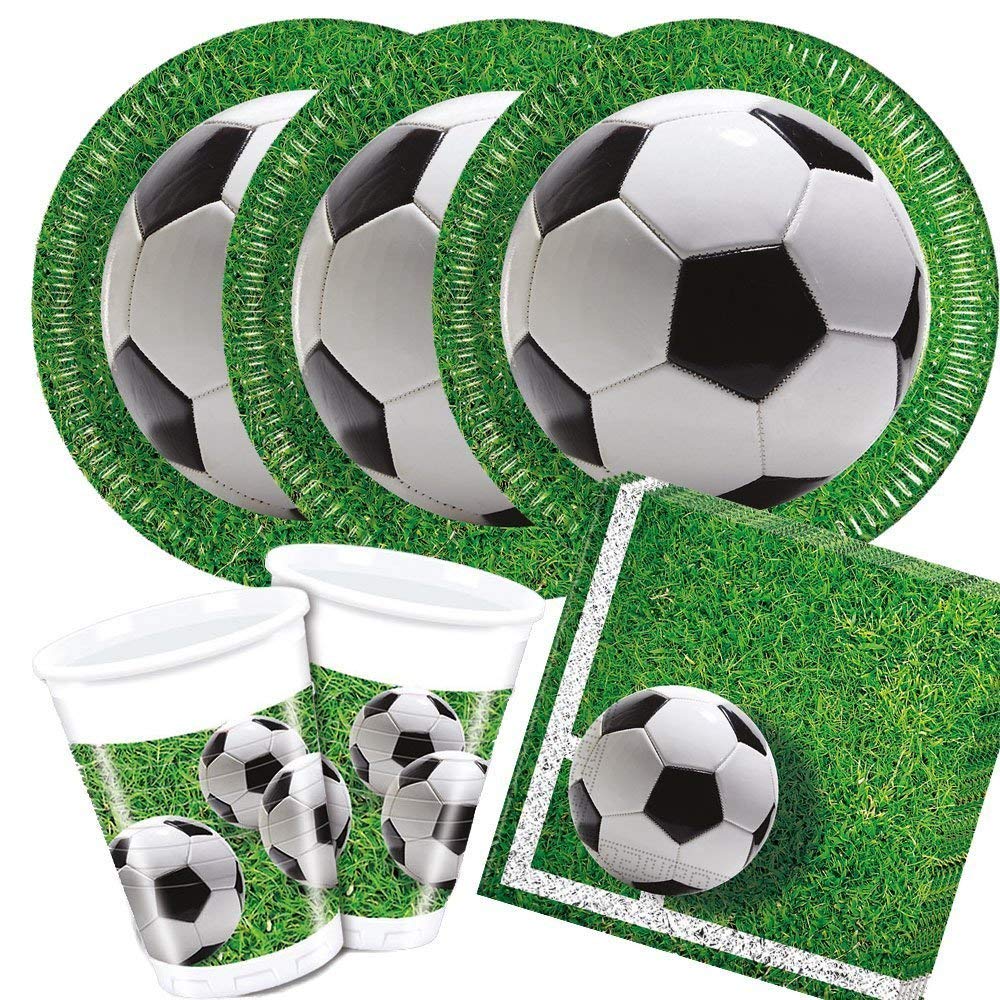 Mauder 36-tlg. Fußball-Party-Set – Teller, Becher, Servietten & XXL-Konfetti, Mottoparty 'Fritz Flanke'