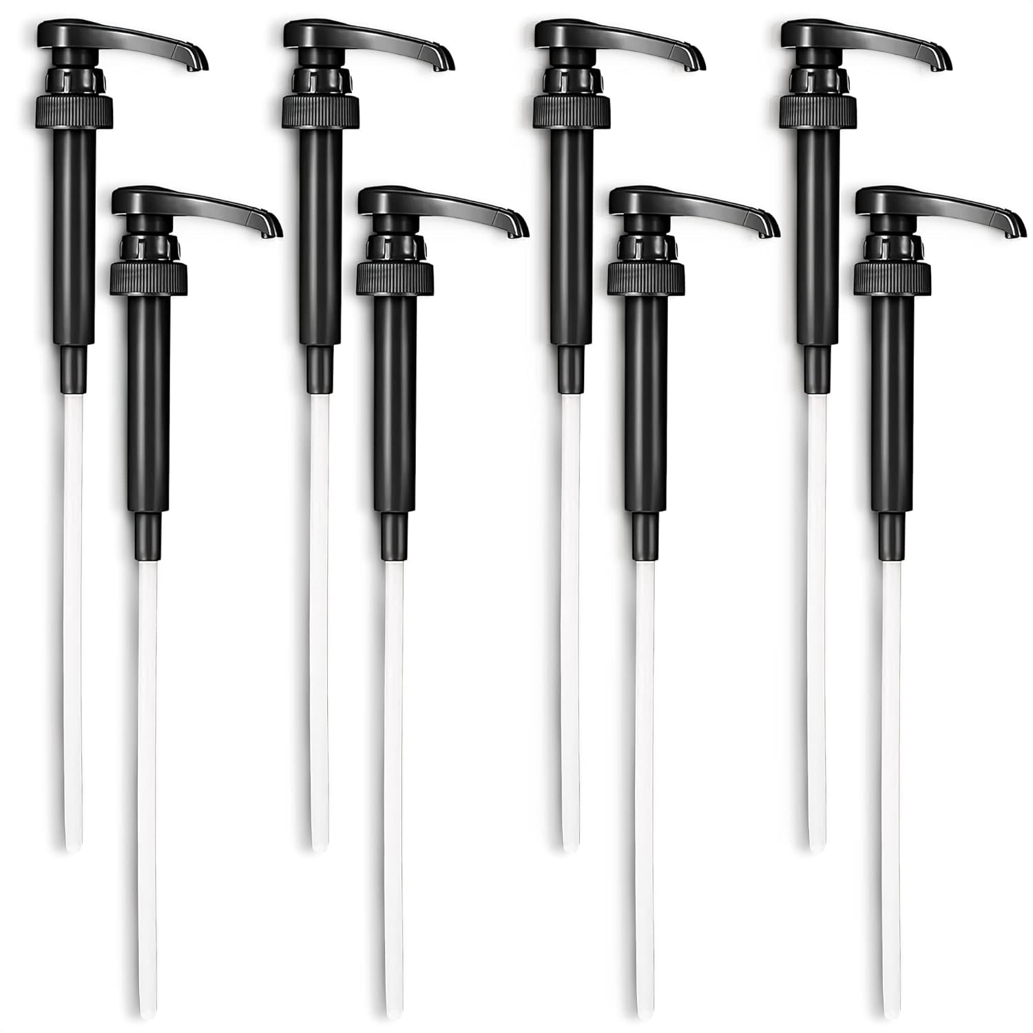 Black Pump Bombas de jarabe de café, 8 unidades, dispensador de crema de café, bomba de leche para botellas de jugo de cereza negra, bomba de lata