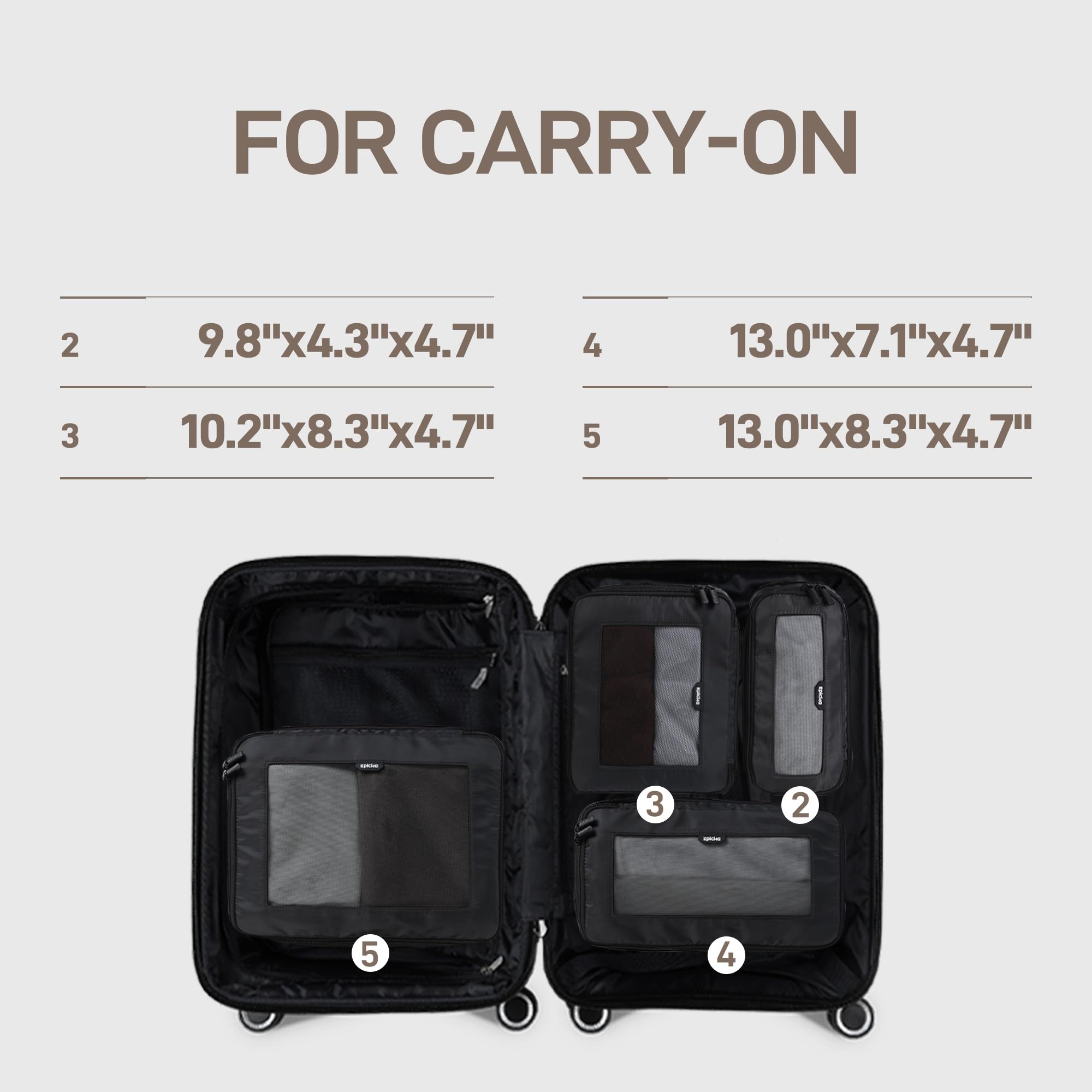 EPICKA TripCozy - Cubos organizadores de compresión – Juego de 4/6 bolsas organizadoras de viaje duraderas con parte superior de malla, accesorios de viaje expandibles para equipaje de mano, equipaje